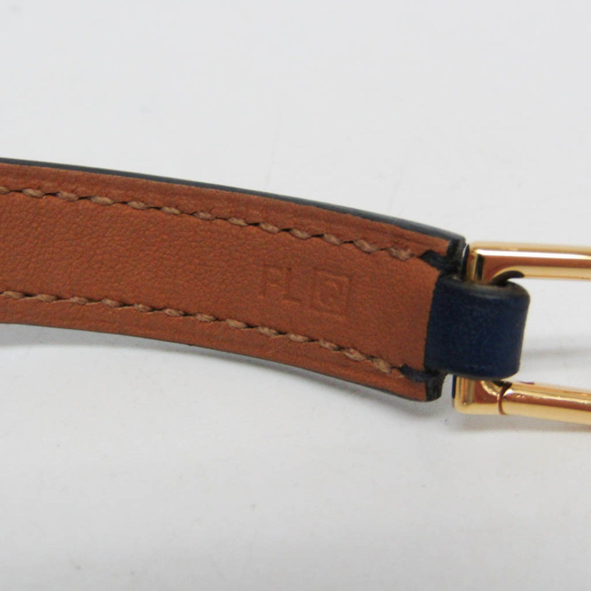 Hermes Hermes Rivale Double Tour Leather,Metal Wrap Bracelet Gold,Navy Size ONE SIZE - 9 Thumbnail