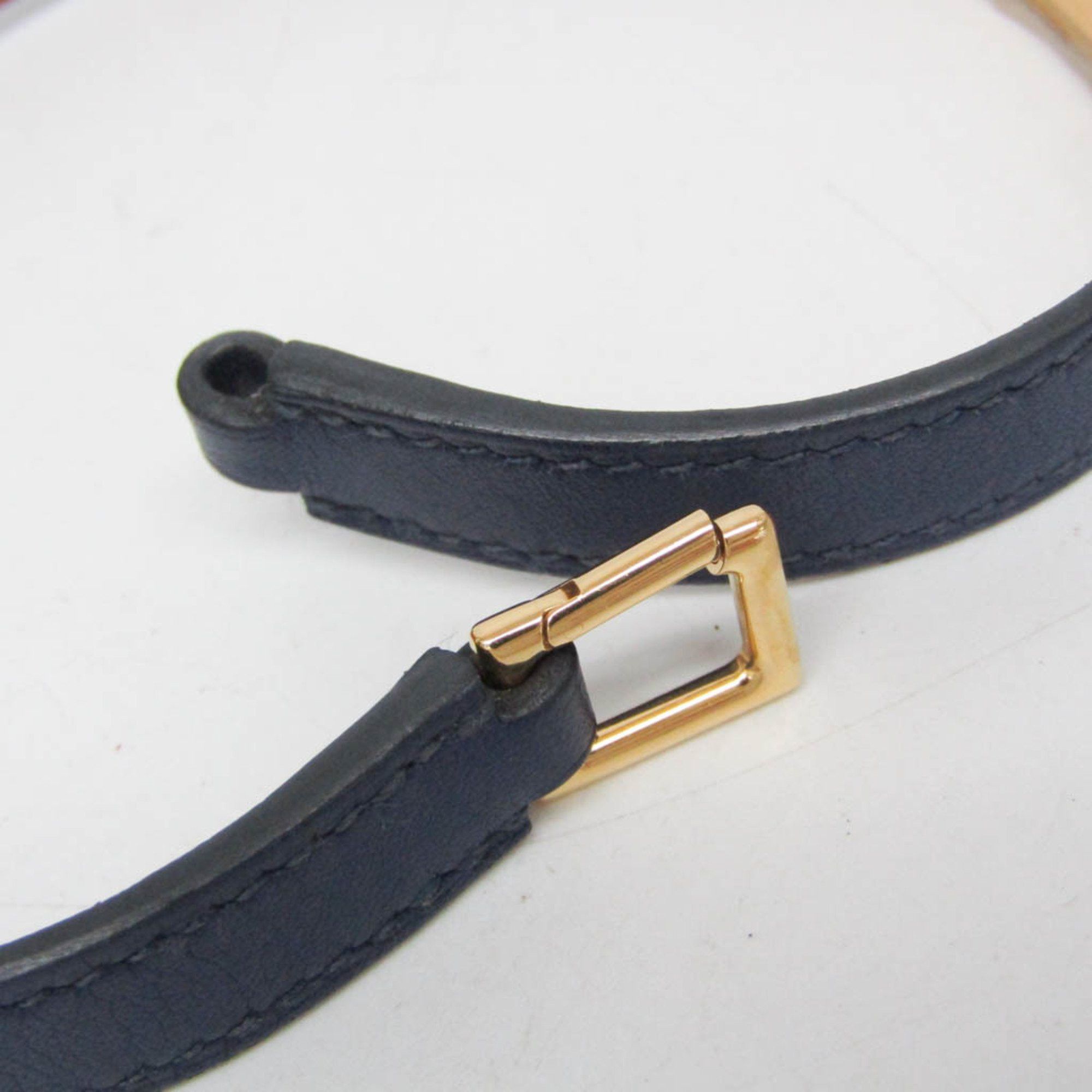 Hermes Hermes Rivale Double Tour Leather,Metal Wrap Bracelet Gold,Navy Size ONE SIZE - 4 Thumbnail