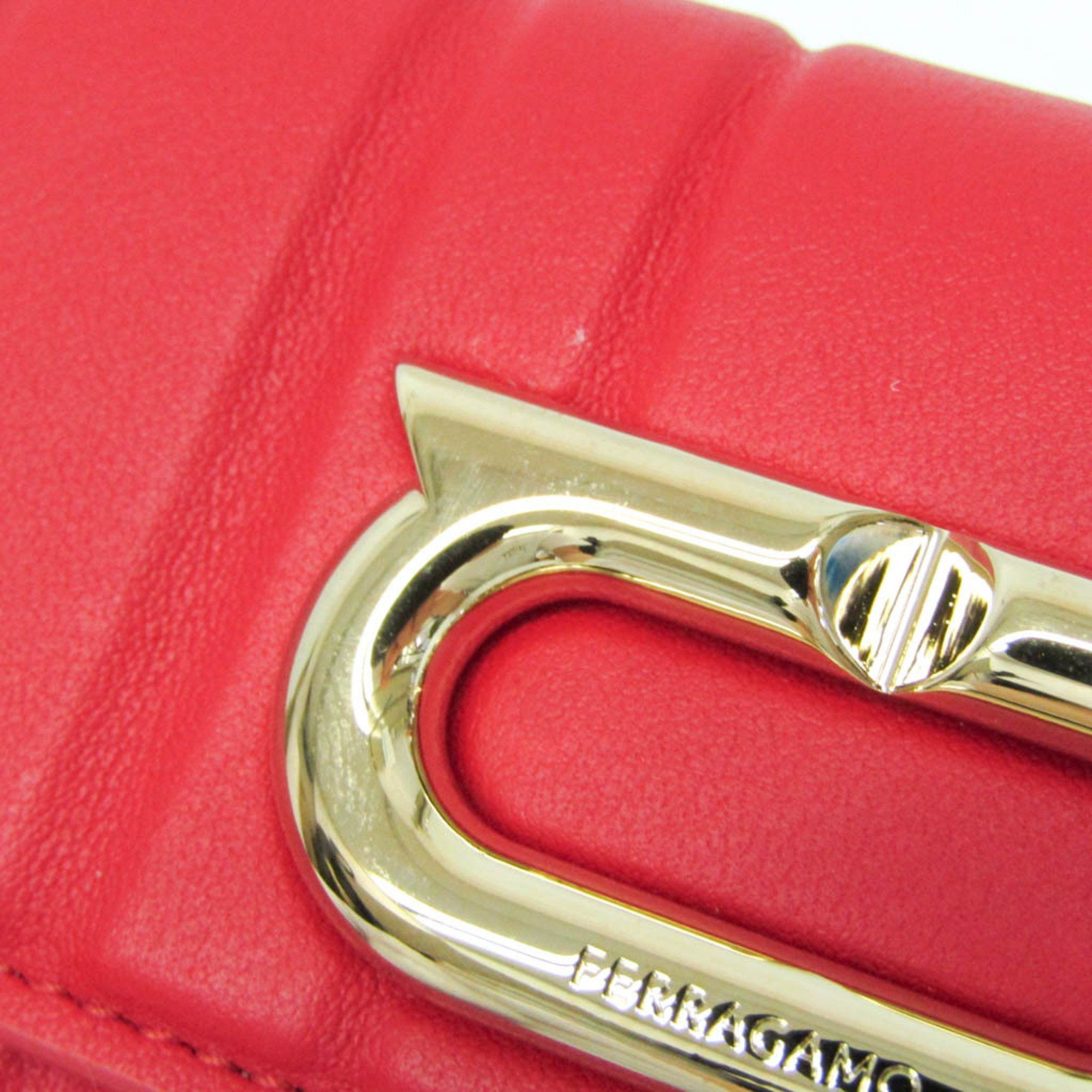 Salvatore Ferragamo Salvatore Ferragamo Gancini IY 22 0445 Women's Leather Wallet (tri-fold) Red Color Size ONE SIZE - 10 Thumbnail