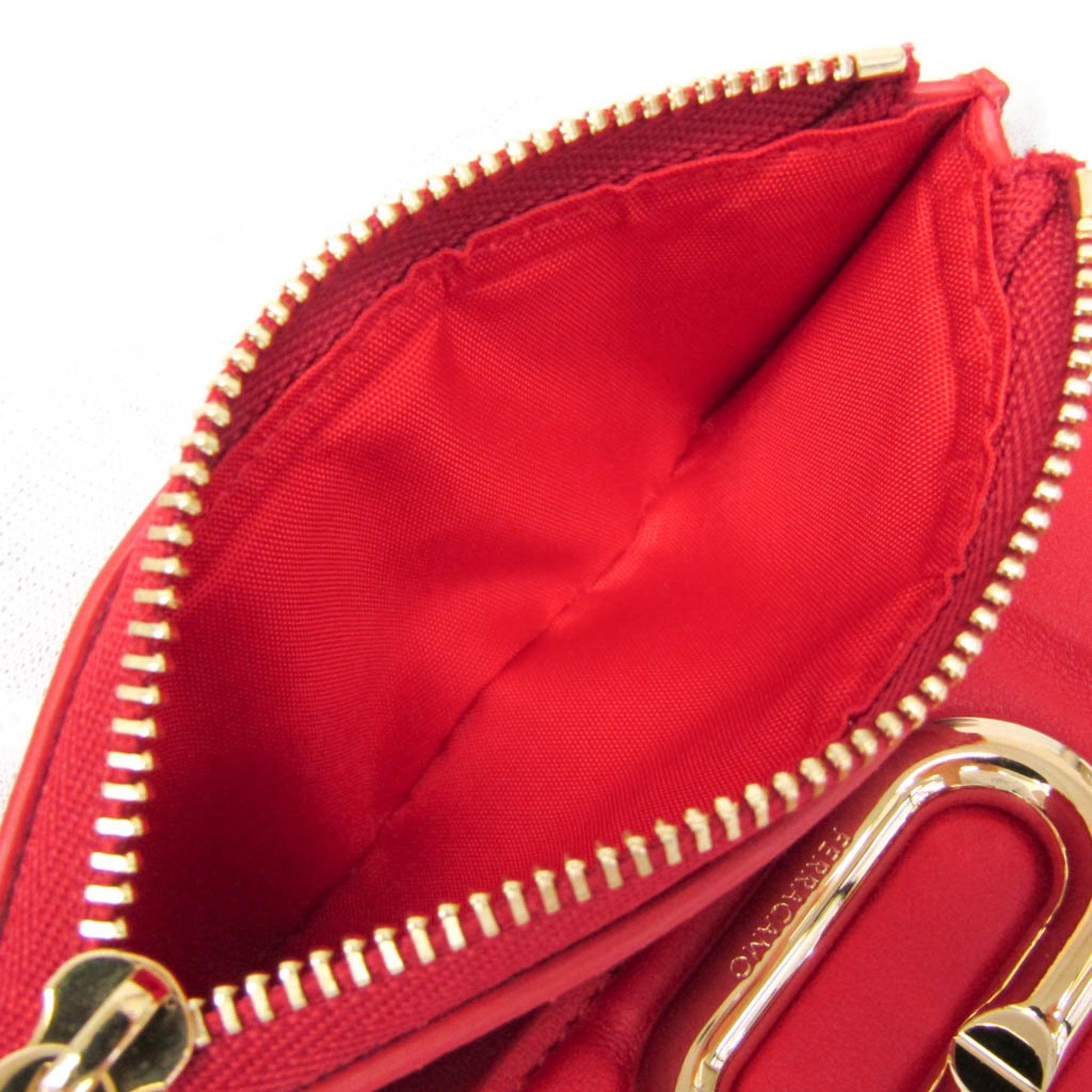 Salvatore Ferragamo Salvatore Ferragamo Gancini IY 22 0445 Women's Leather Wallet (tri-fold) Red Color Size ONE SIZE - 6 Thumbnail