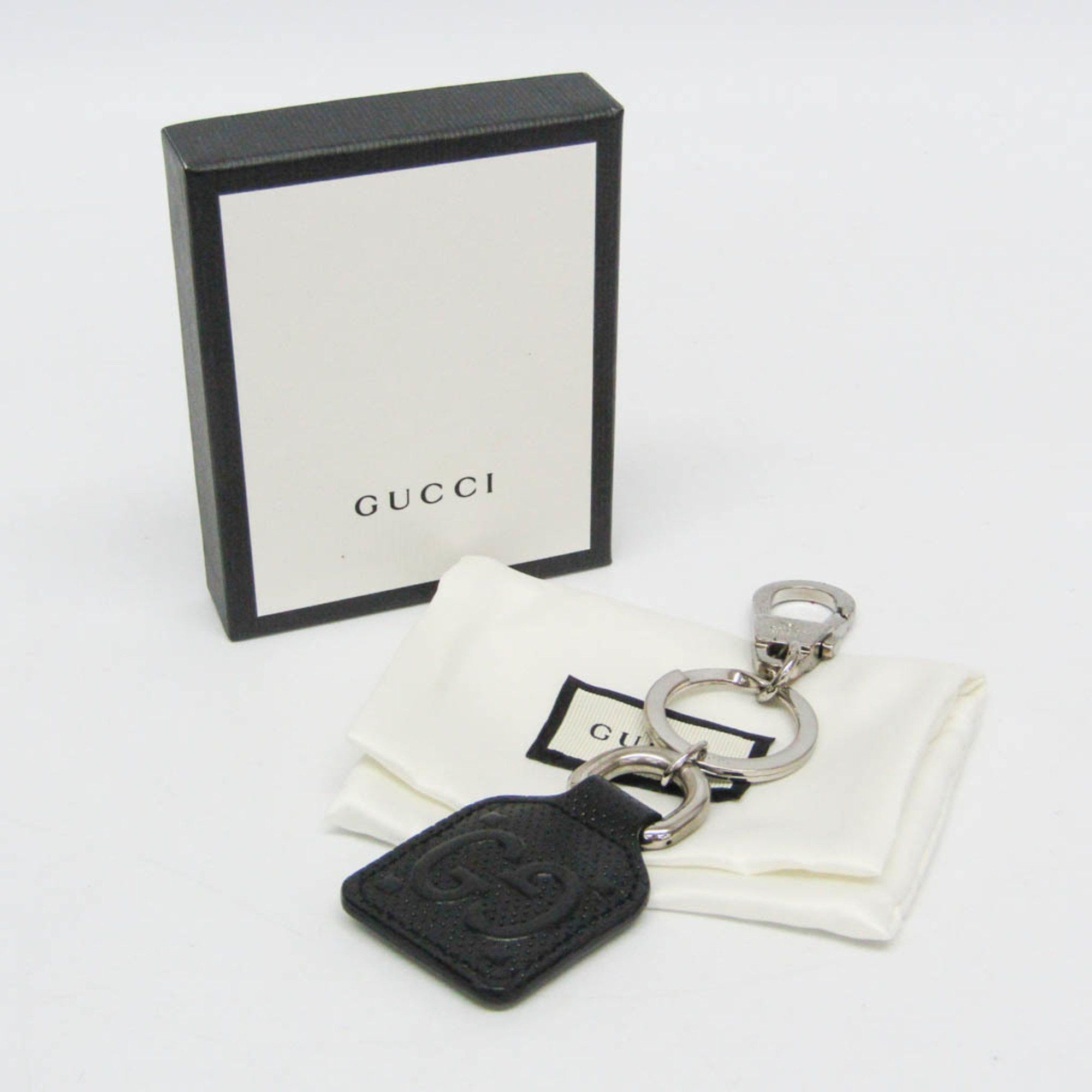 Gucci Gucci GG Embossed Key Ring Keyring (Black) Size ONE SIZE - 2 Thumbnail