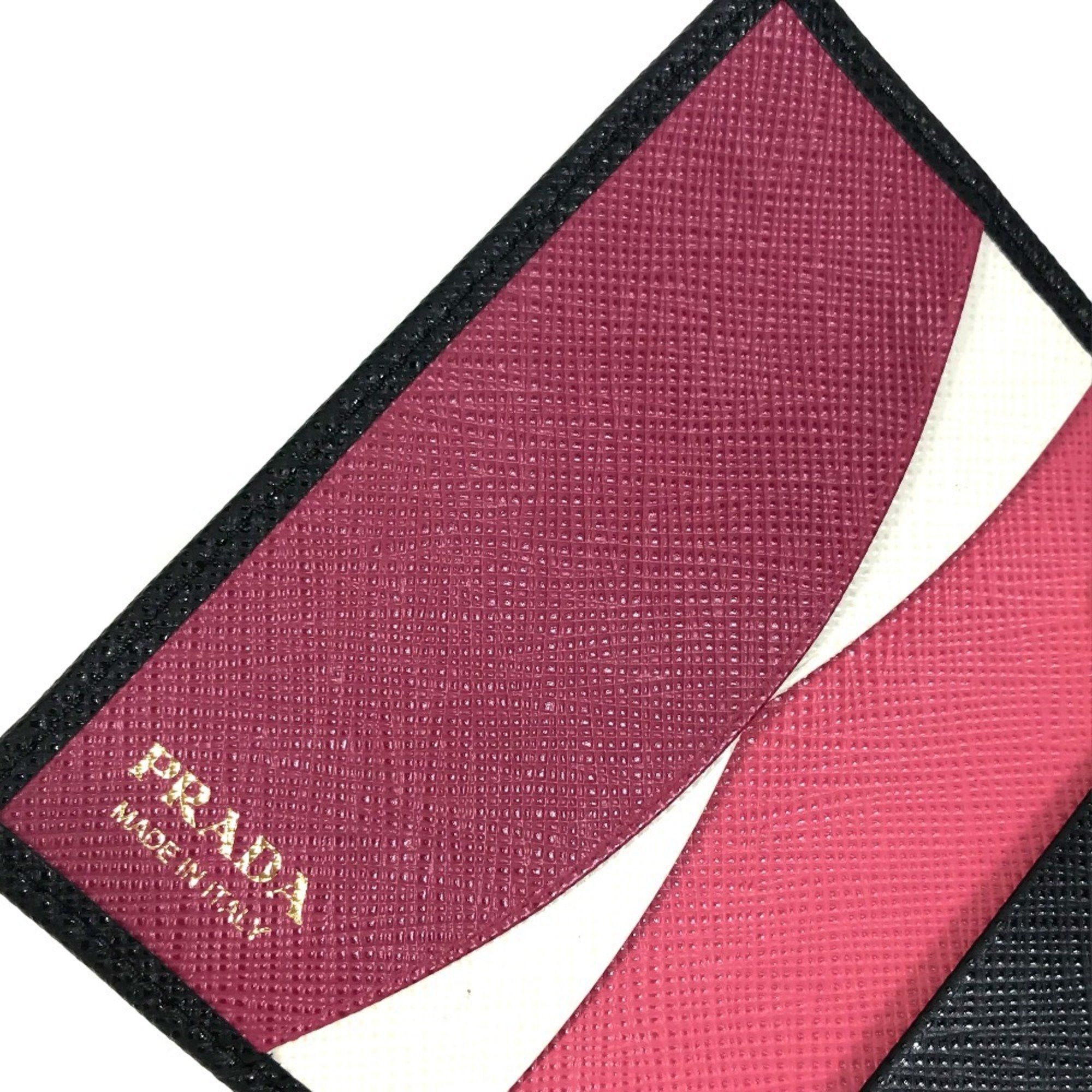 Prada PRADA 1PG004 Logo Multicolor Key Ring 4-Ring Case in Saffiano Leather, Women's, Black and Pink Size ONE SIZE - 10 Thumbnail