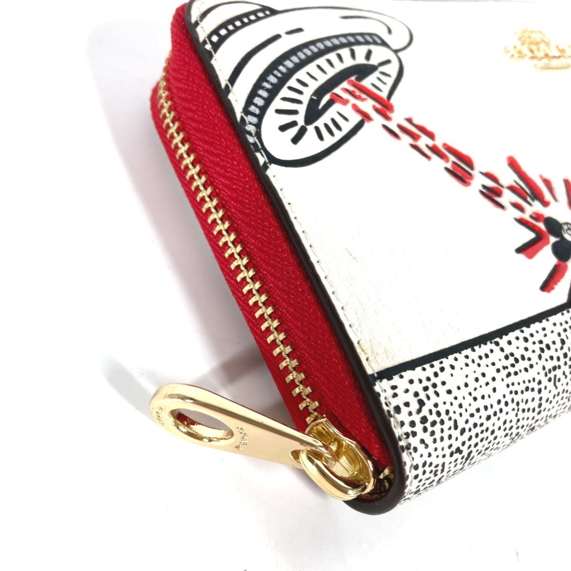 Coach COACH C7800 Keith Haring Collaboration Mickey Mouse Accordion Zip-Around Disney Long Wallet in White Leather Size ONE SIZE - 4 Thumbnail