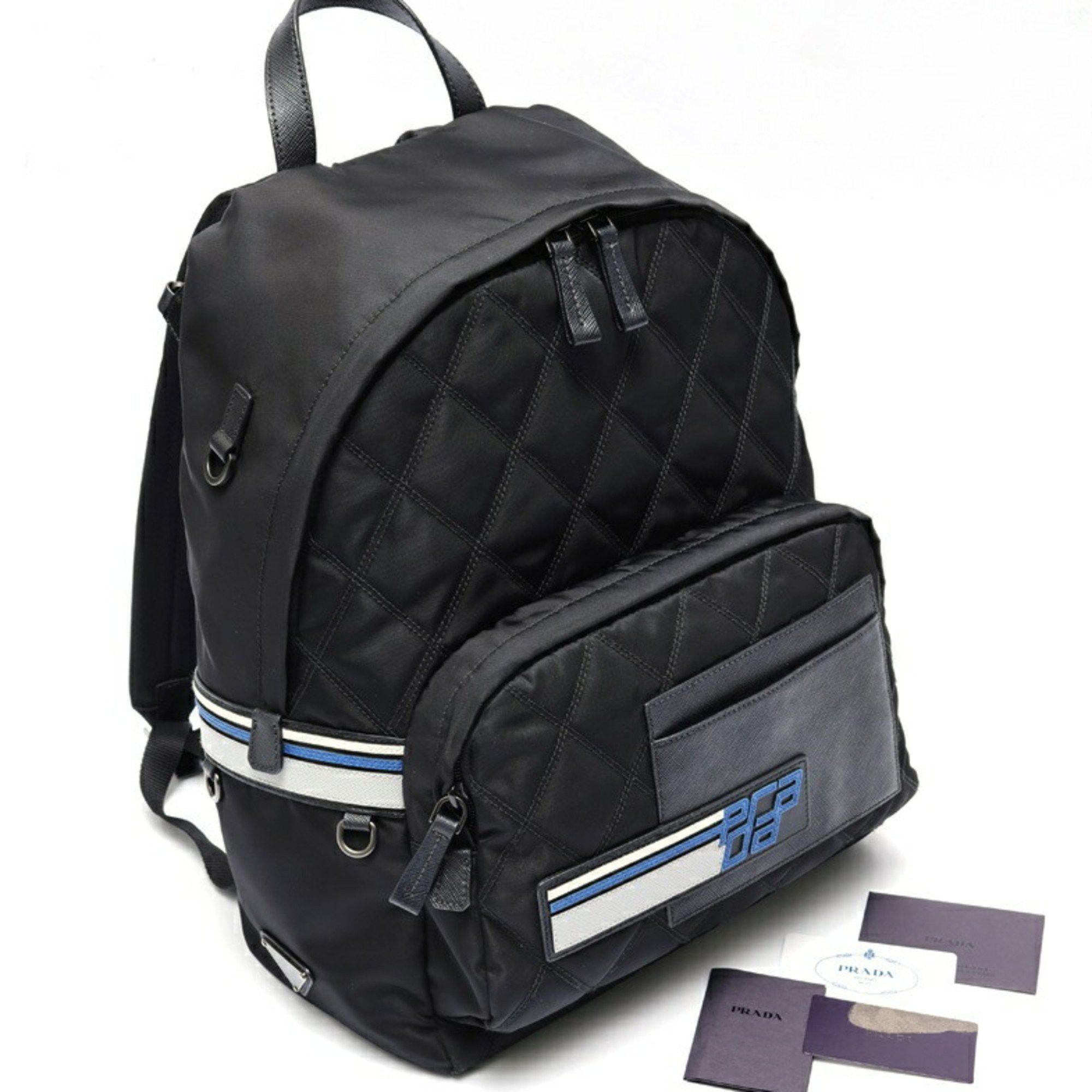 Prada PRADA Backpack Rucksack 2VZ066 Quilted Nylon Saffiano Leather Black S-158960 Size ONE SIZE - 7 Thumbnail