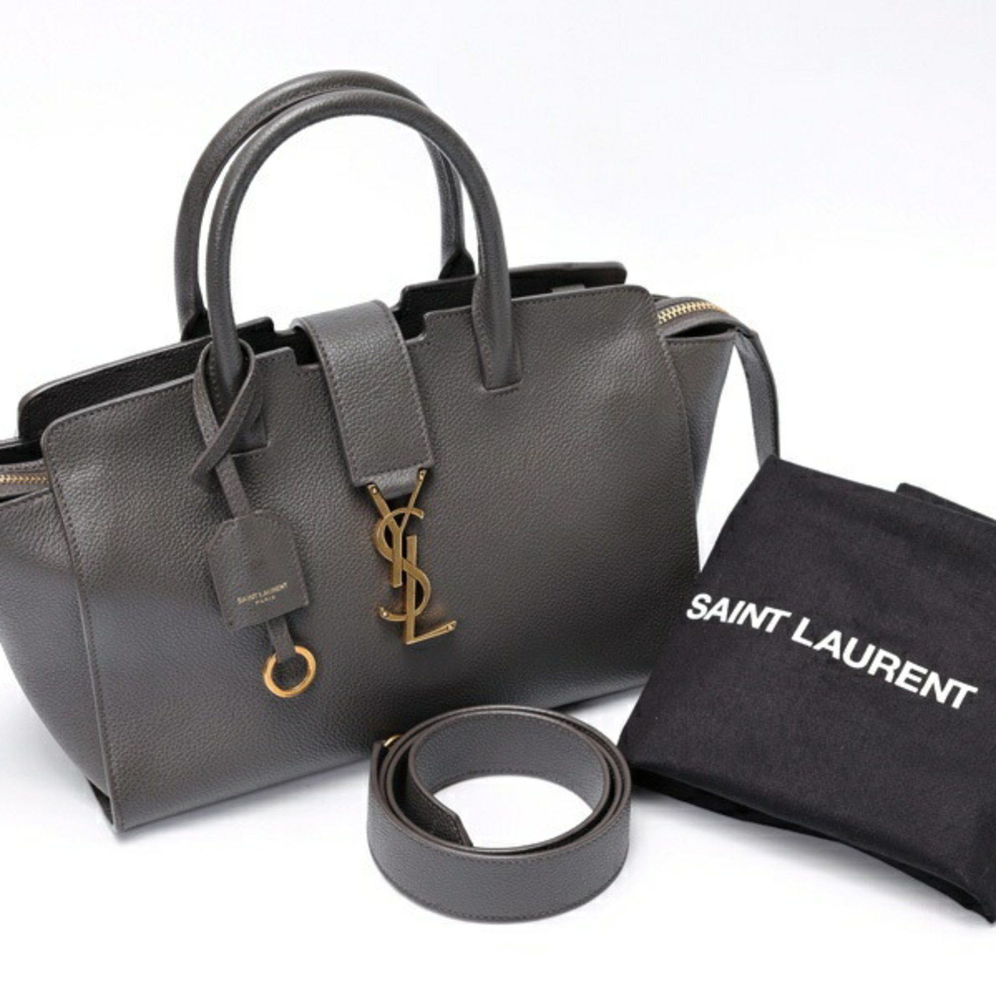 Saint Laurent Paris Saint Laurent Downtown Baby 635346 Leather Gray S-158912 Size ONE SIZE - 9 Thumbnail