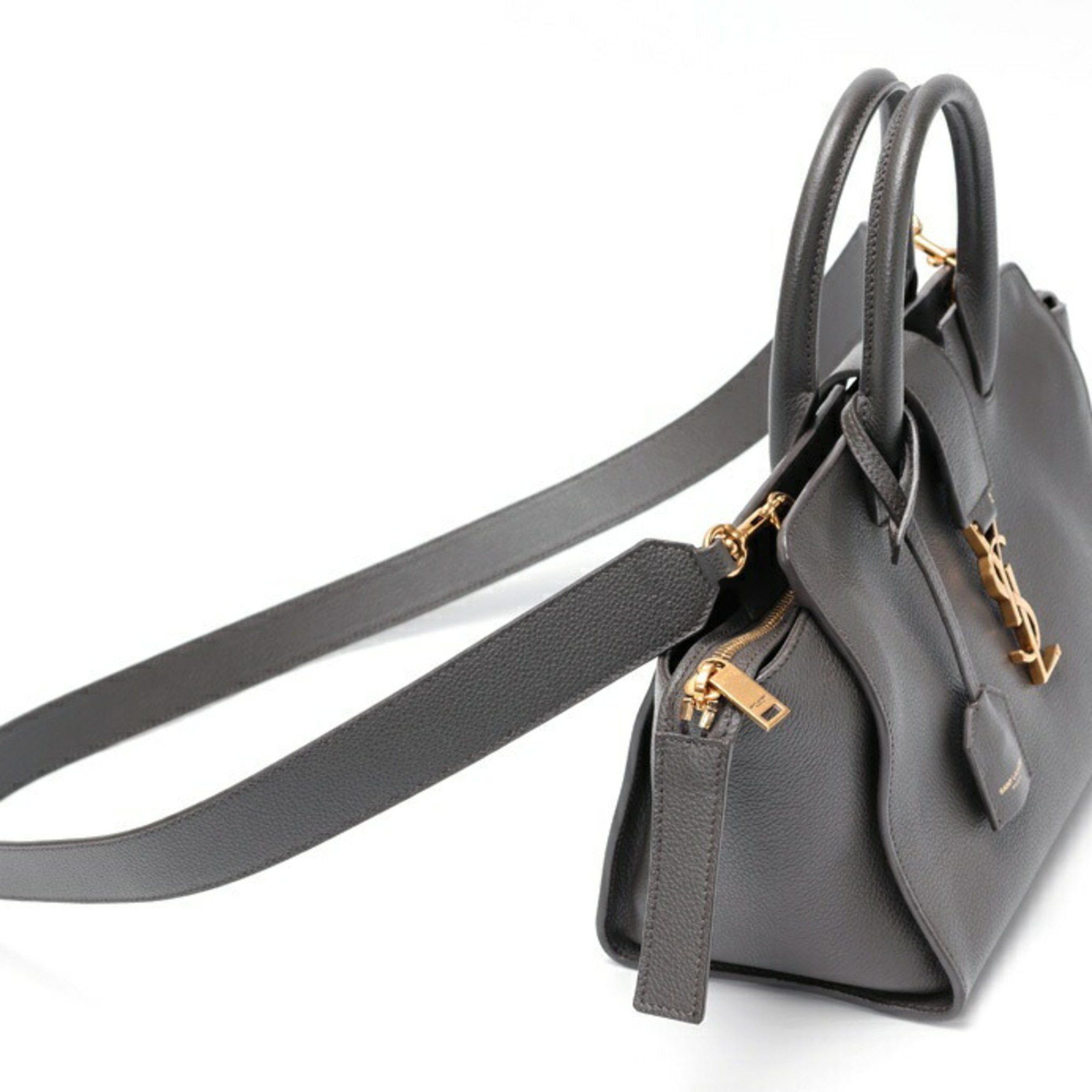 Saint Laurent Paris Saint Laurent Downtown Baby 635346 Leather Gray S-158912 Size ONE SIZE - 2 Thumbnail