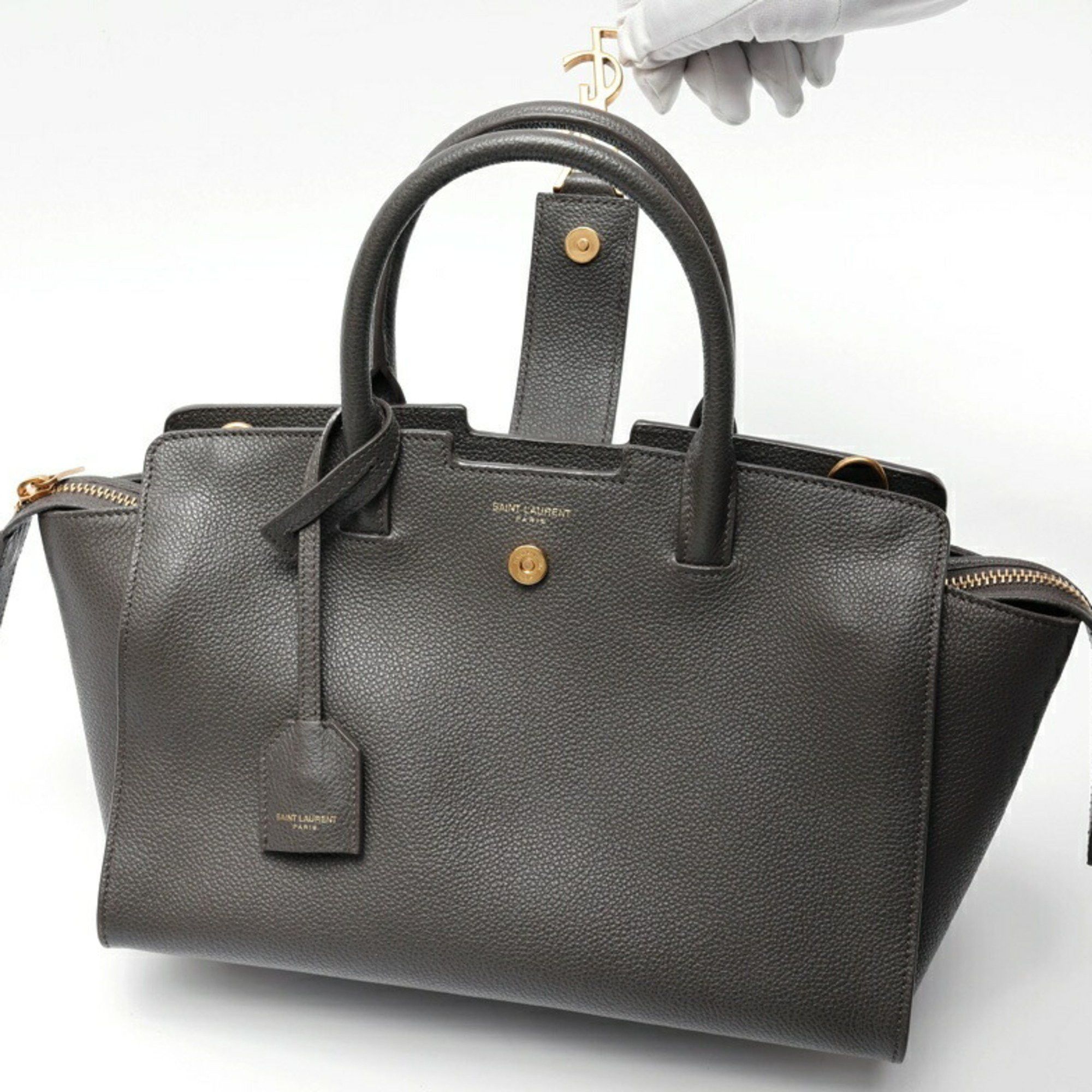 Saint Laurent Paris Saint Laurent Downtown Baby 635346 Leather Gray S-158912 Size ONE SIZE - 6 Thumbnail