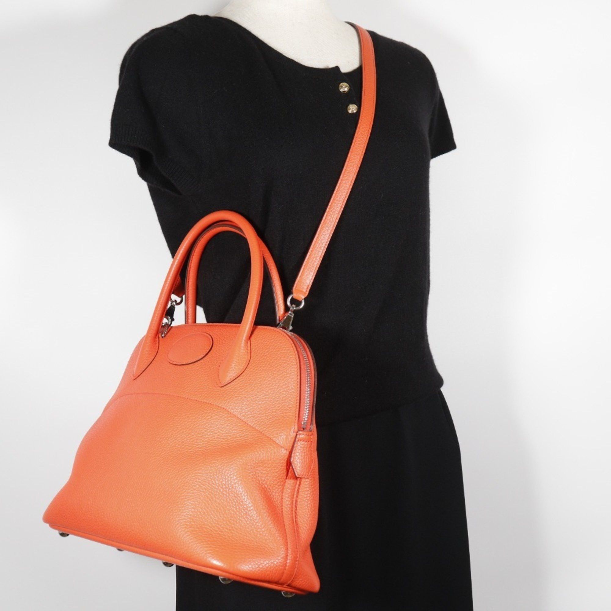 Hermes Hermes Hermès Bolide 31 Handbag Shoulder Bag Taurillon Clemence 2017 Orange A 2-way A5 Women's Size ONE SIZE - 18 Thumbnail