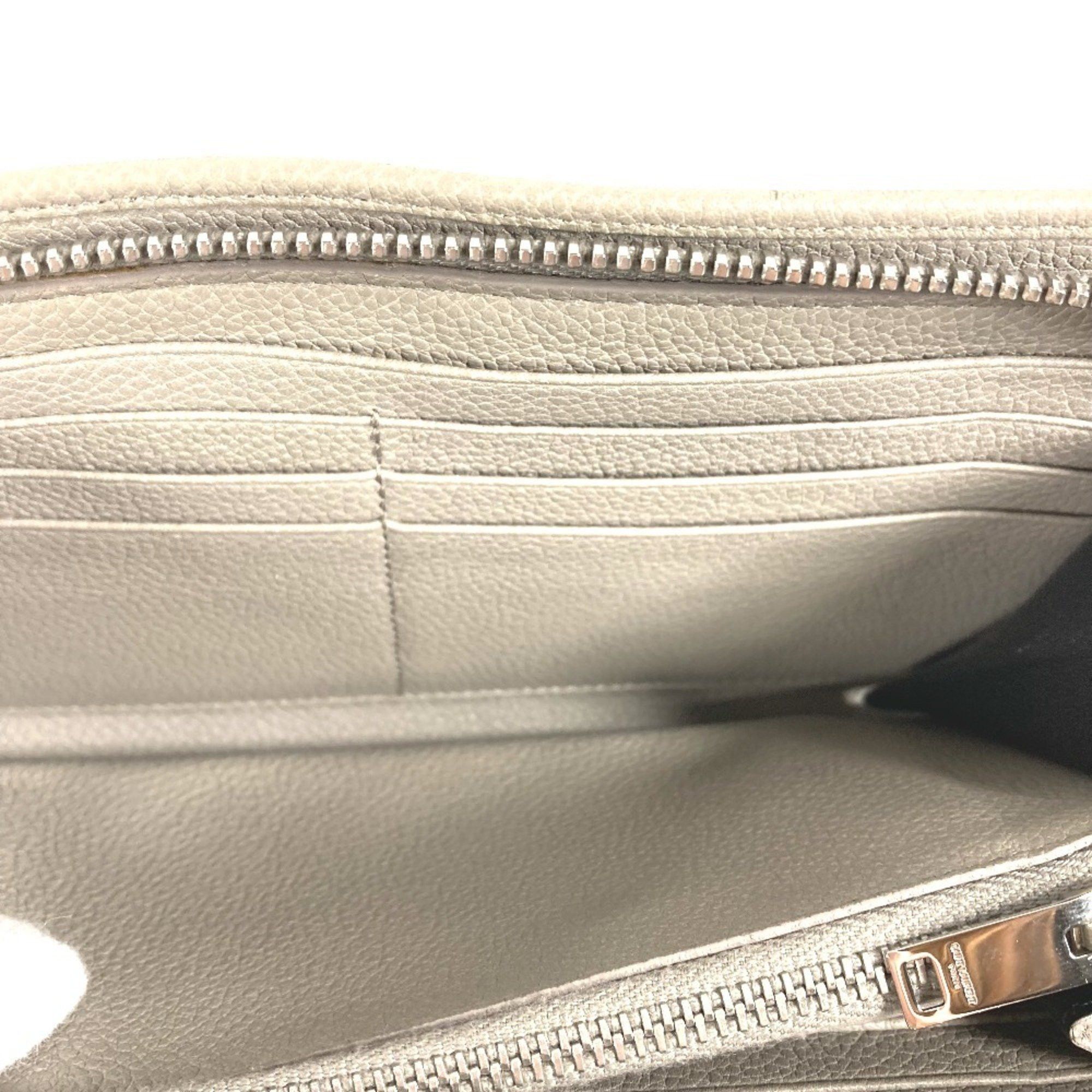 Yves Saint Laurent SAINT LAURENT PARIS 326599 Logo Round Zip Long Wallet Leather Women's Gray