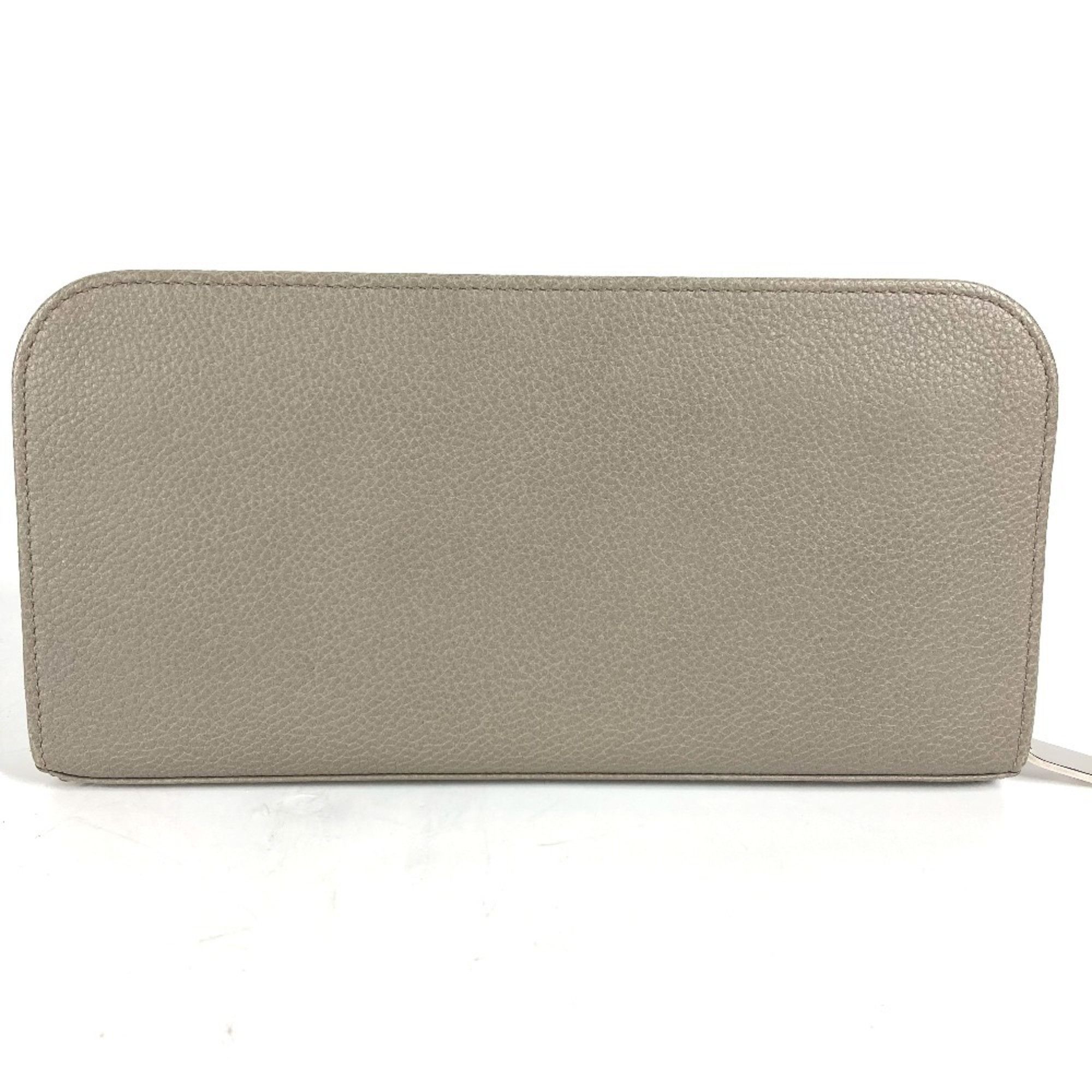Yves Saint Laurent SAINT LAURENT PARIS 326599 Logo Round Zip Long Wallet Leather Women's Gray