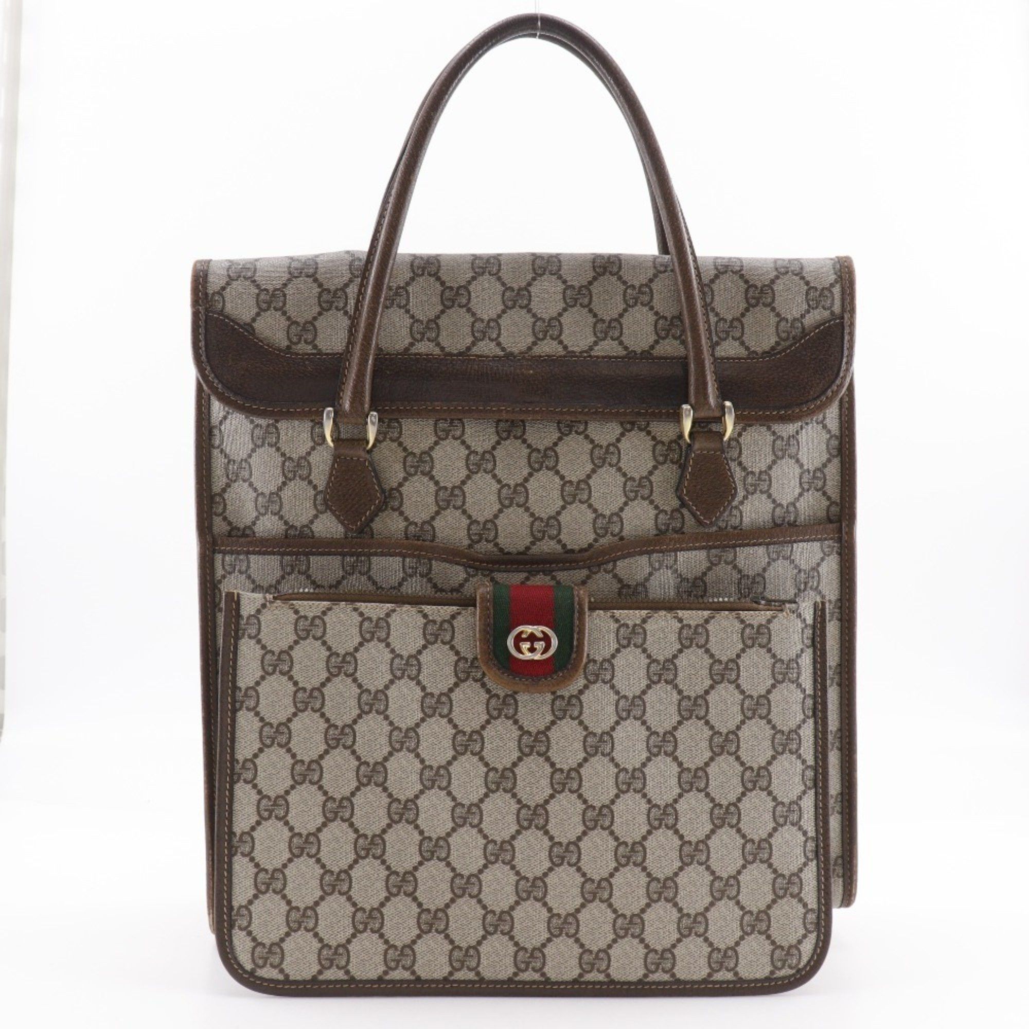 Gucci Gucci Old Handbag Sherry Line Interlocking GG 02.4139.58 PVC Brown Snap Button Unisex Size ONE SIZE - 19 Thumbnail