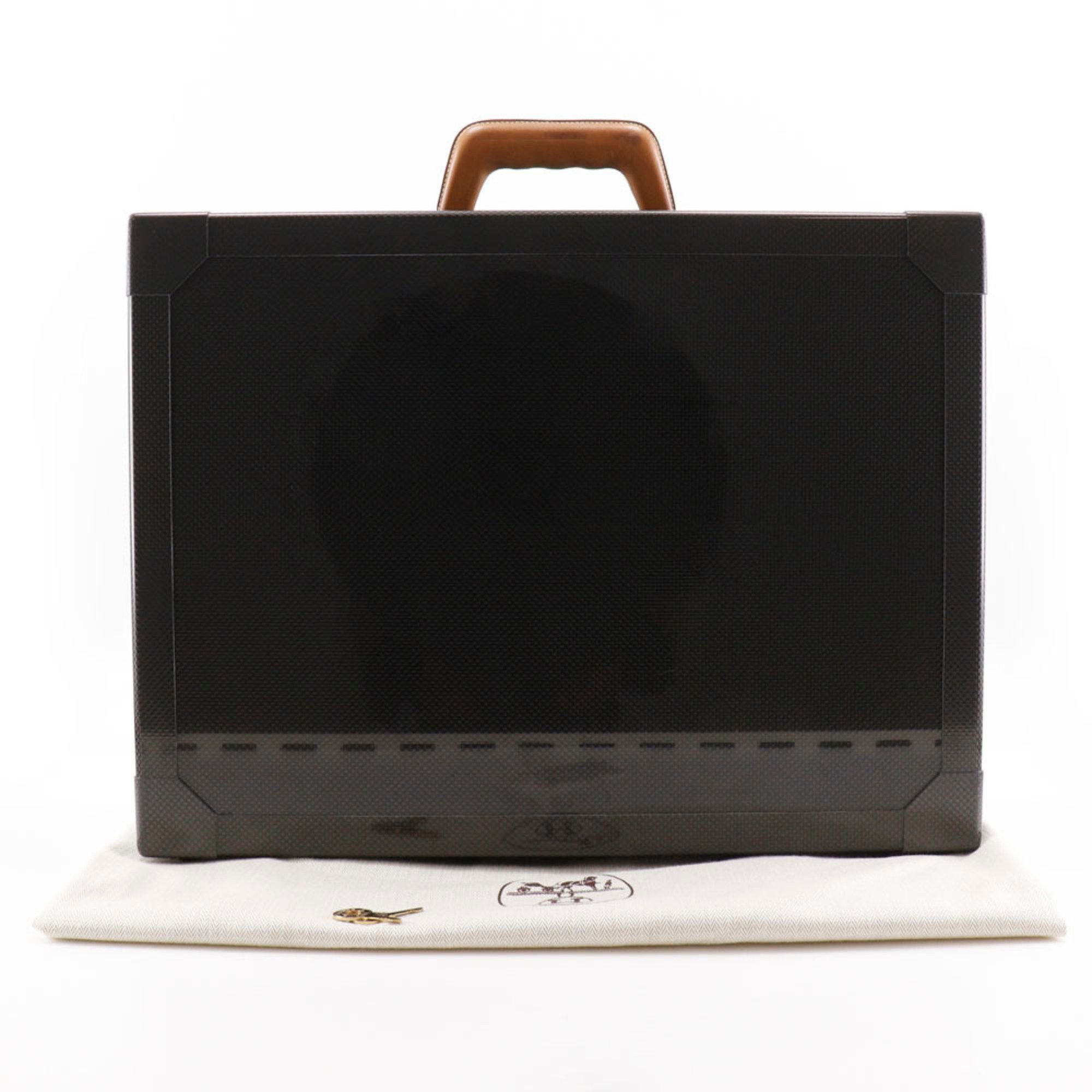 Hermes Hermes Hermès Espace GM Trunk Attache Case, Carbon Fiber and Leather, Black, N456/500, Snap Lock, Unisex Size ONE SIZE - 20 Thumbnail