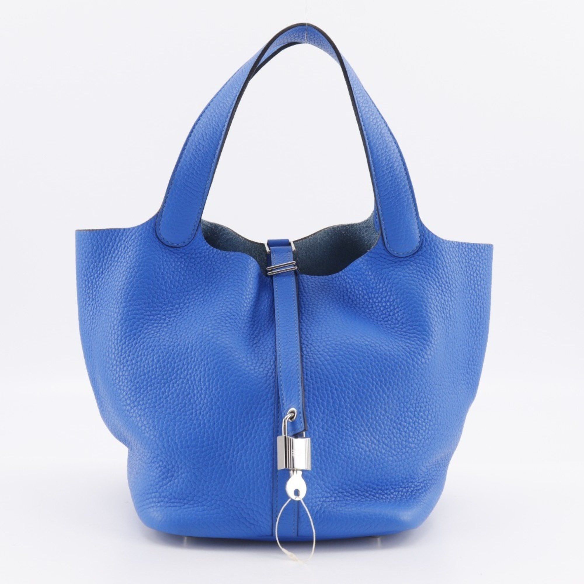 Hermes Hermes Hermès Picotin Lock MM handbag in Taurillon Clemence blue Hydra leather, 2016, blue, with A5 strap. Size ONE SIZE - 20 Thumbnail