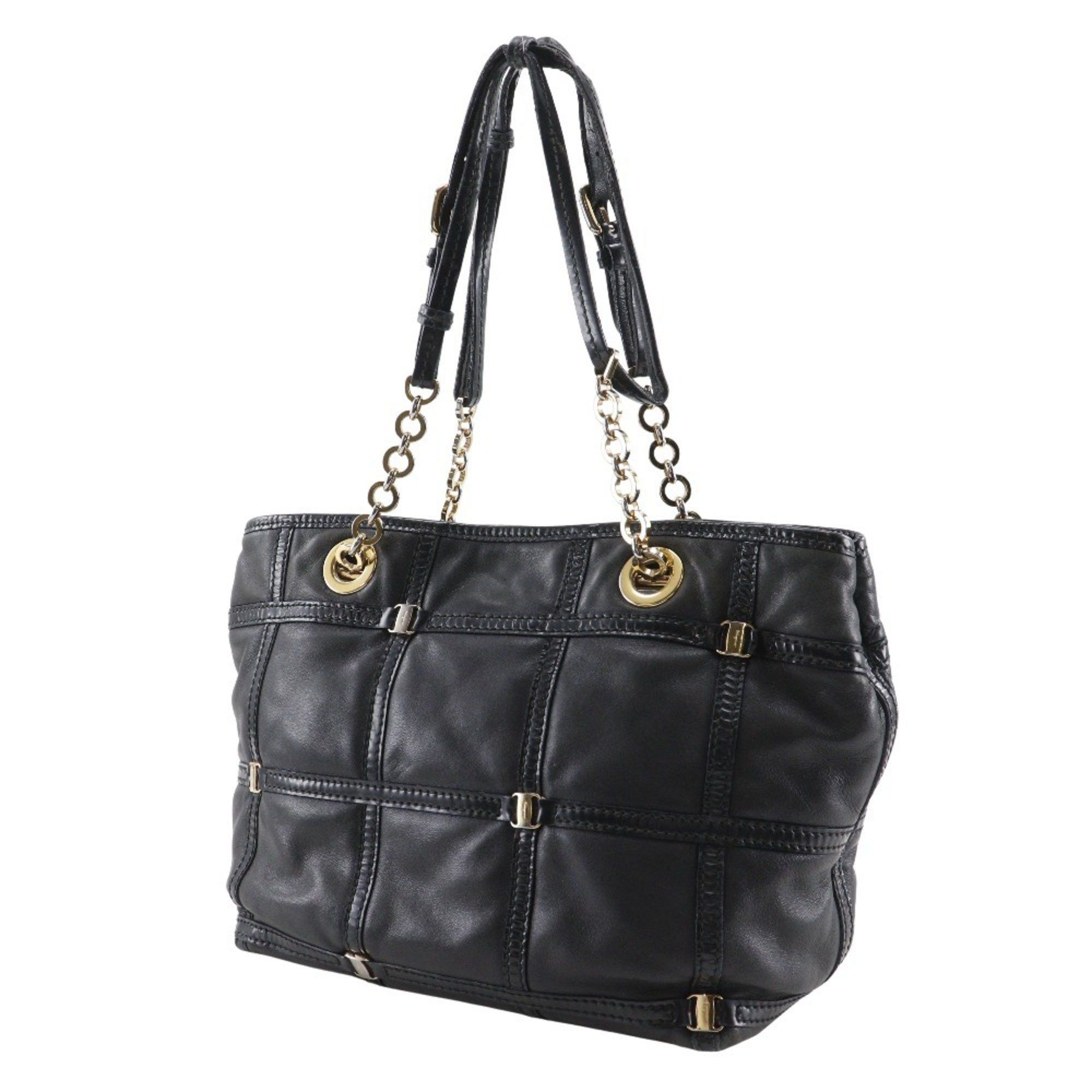 Salvatore Ferragamo Salvatore Ferragamo Vara Tote Bag in Black Leather and Enamel, Women's Size ONE SIZE - 2 Thumbnail