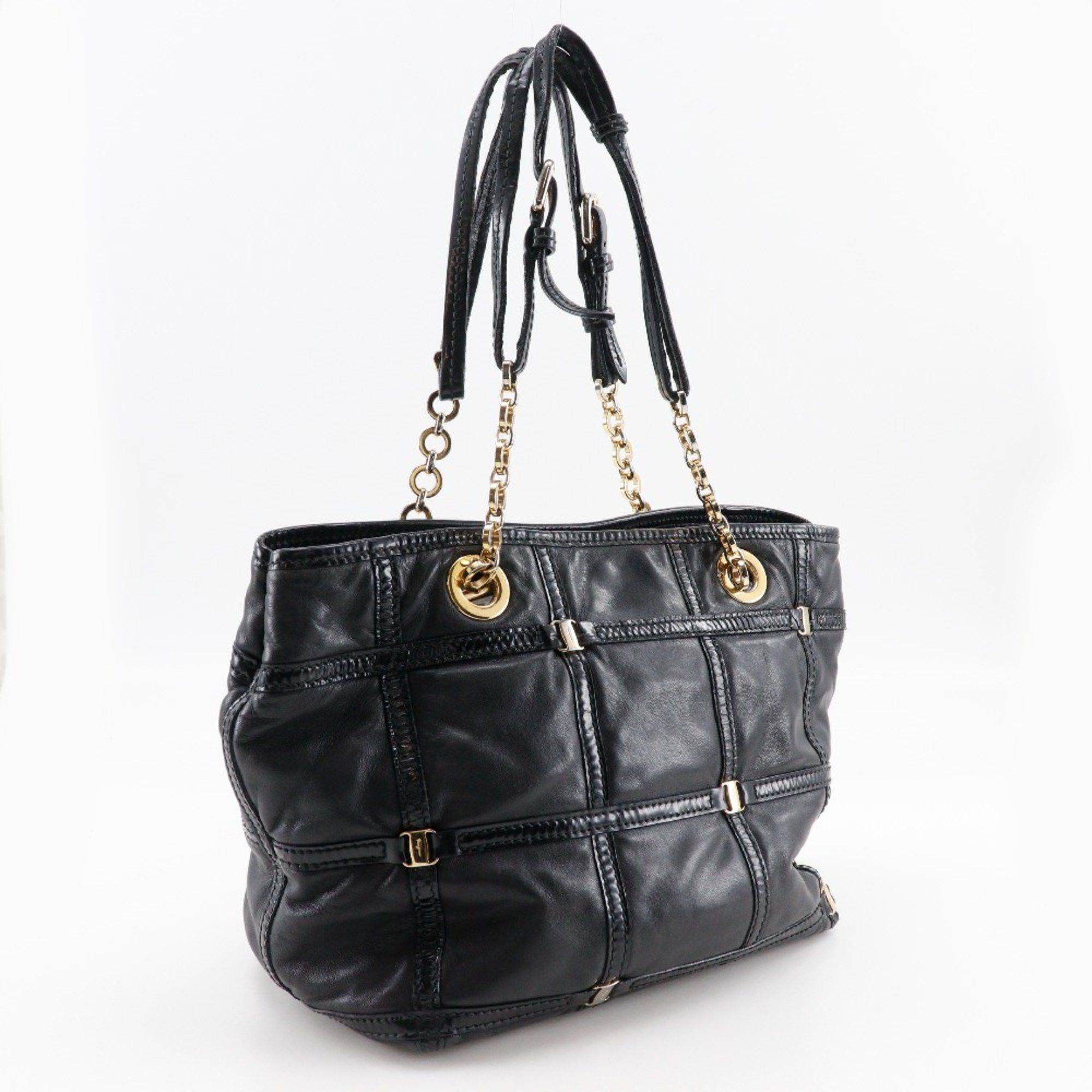 Salvatore Ferragamo Salvatore Ferragamo Vara Tote Bag in Black Leather and Enamel, Women's Size ONE SIZE - 3 Thumbnail