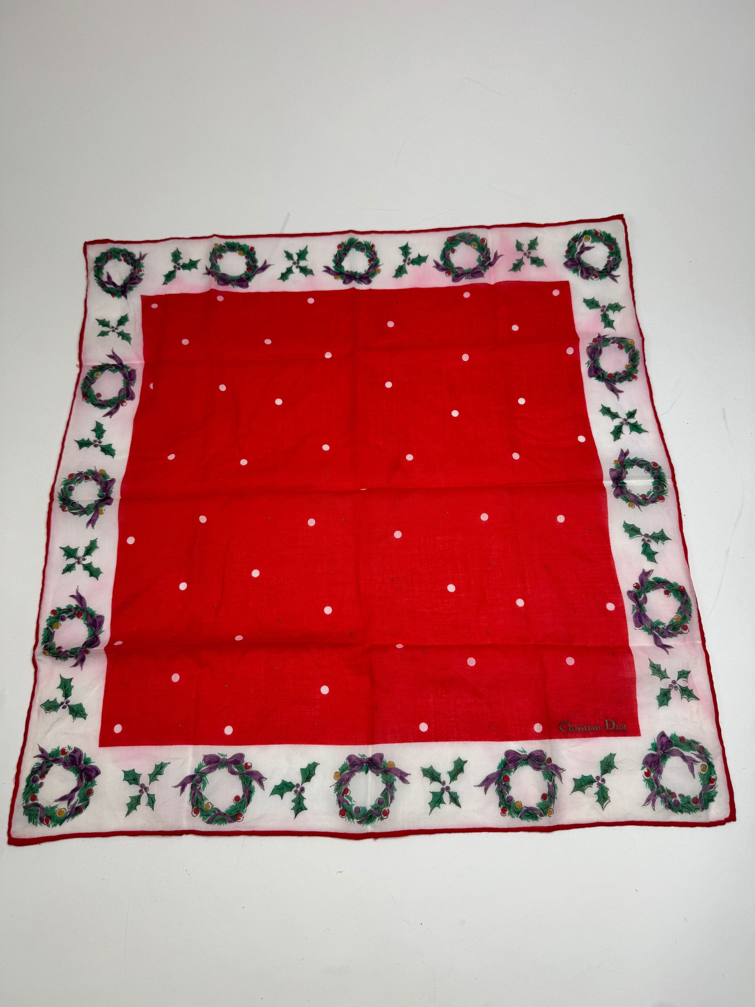 Dior Vintage Scarf Red White Christmas Size ONE SIZE - 4 Thumbnail