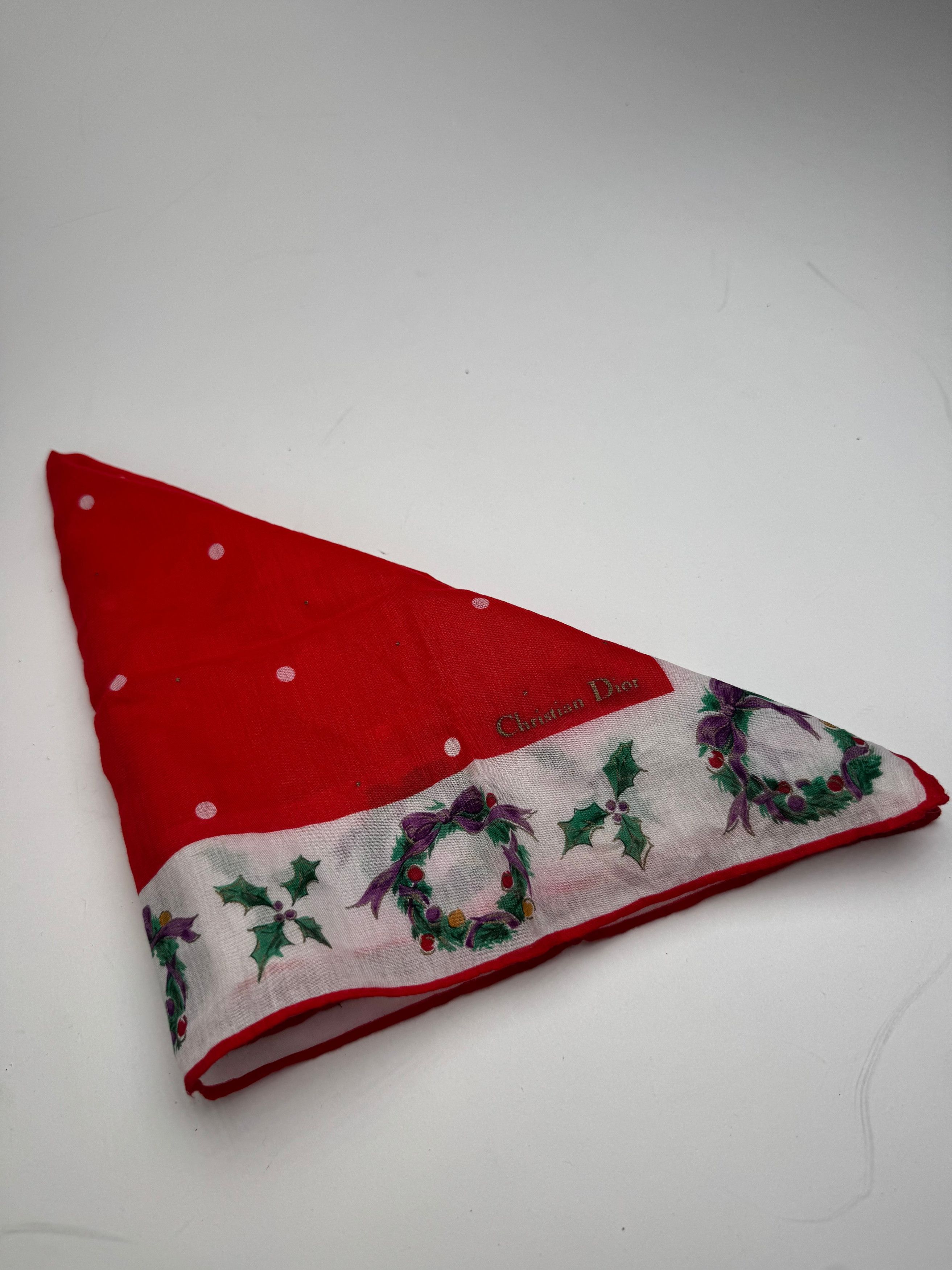 Dior Vintage Scarf Red White Christmas Size ONE SIZE - 8 Thumbnail