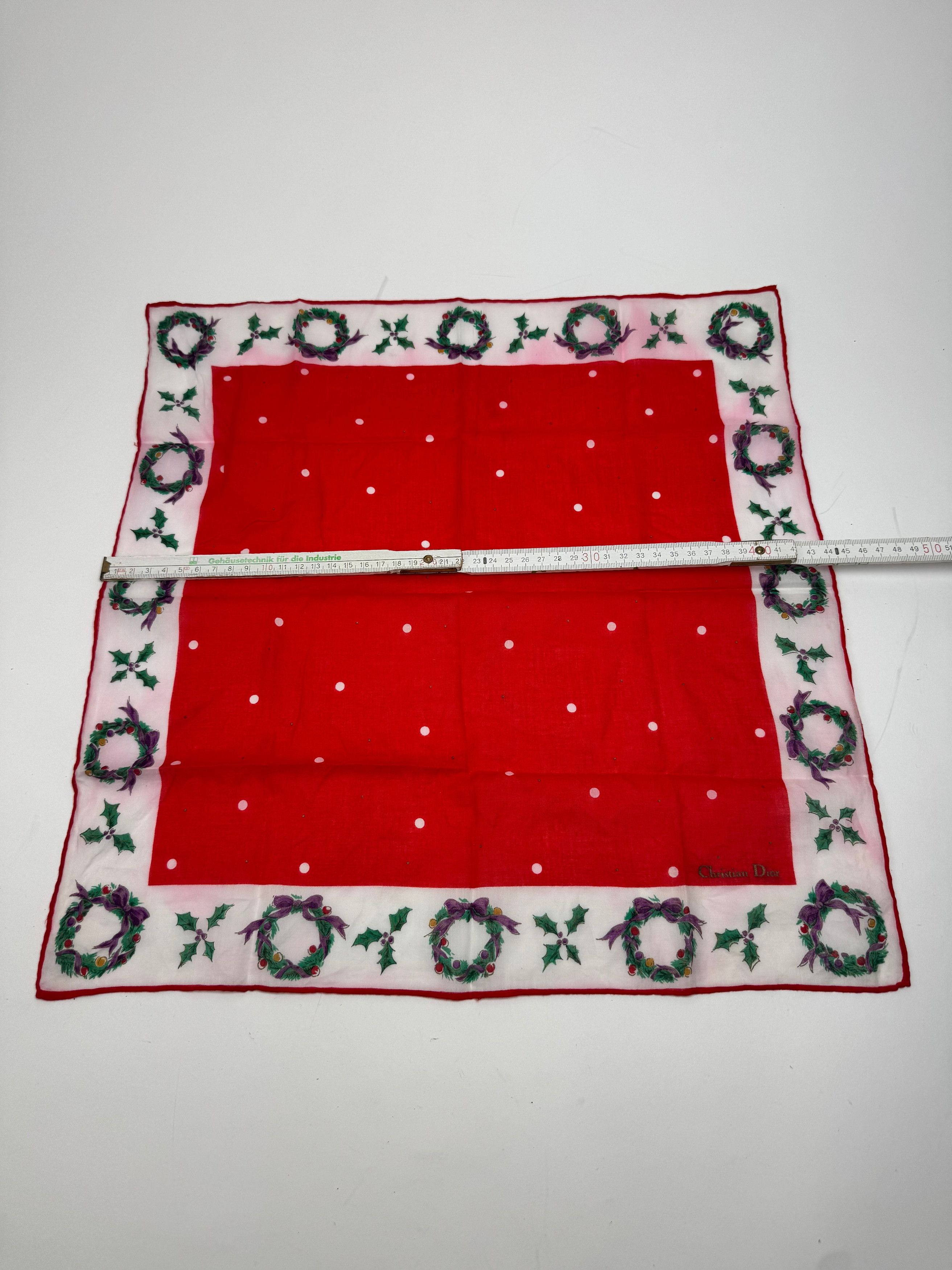 Dior Vintage Scarf Red White Christmas Size ONE SIZE - 7 Thumbnail