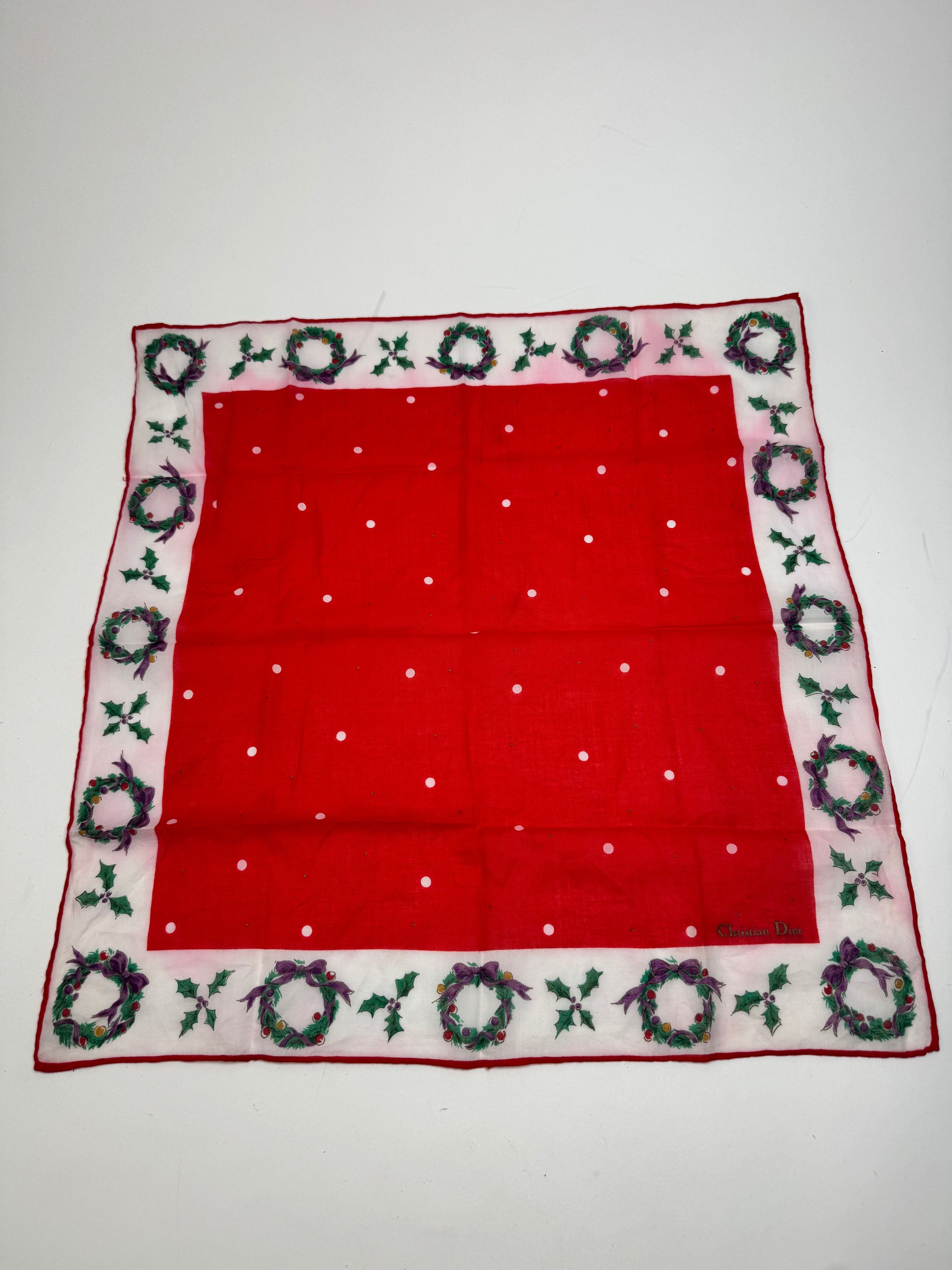 Dior Vintage Scarf Red White Christmas Size ONE SIZE - 9 Thumbnail