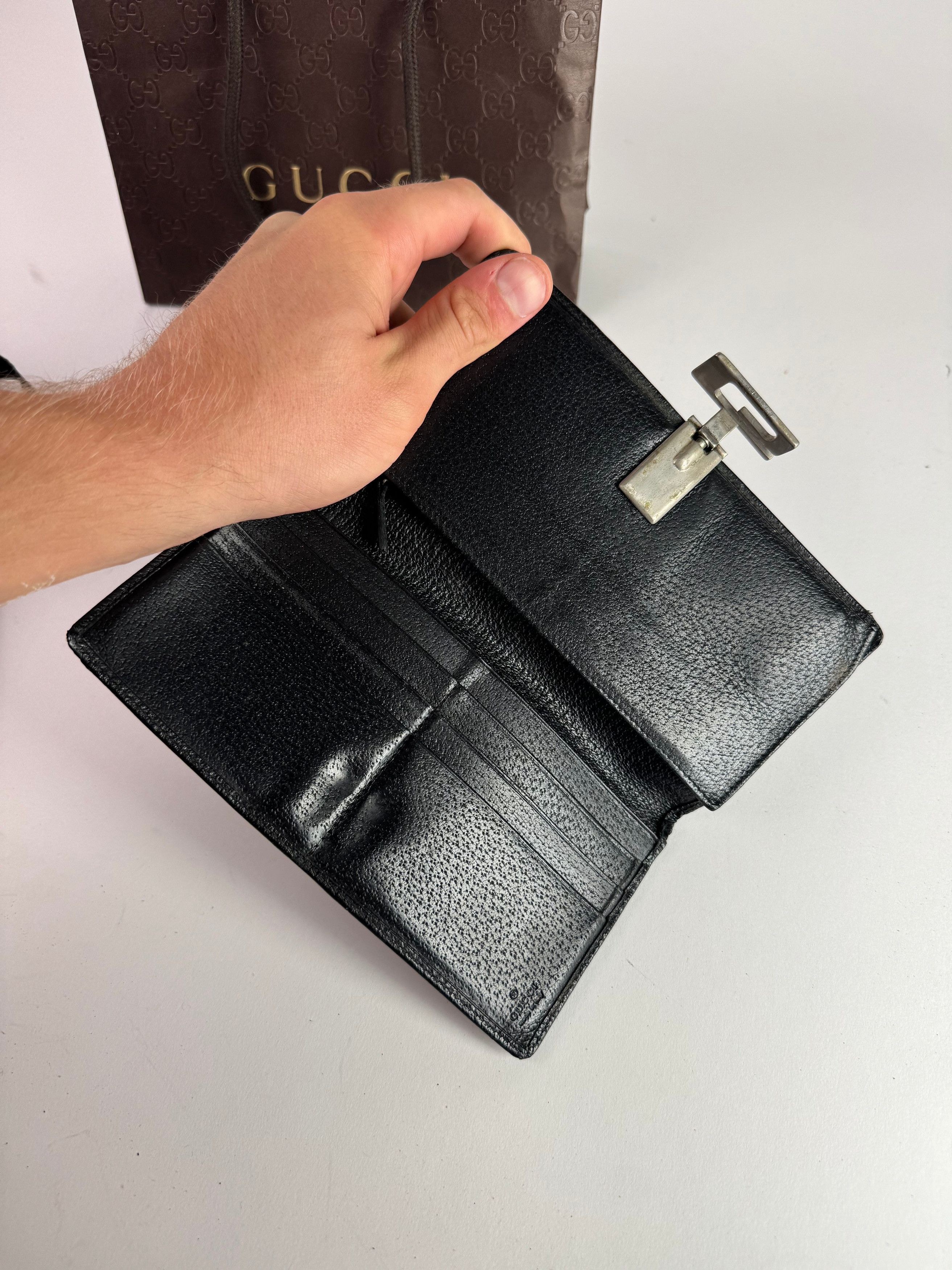 Gucci Vintage Leather Wallet Black Size ONE SIZE - 4 Thumbnail