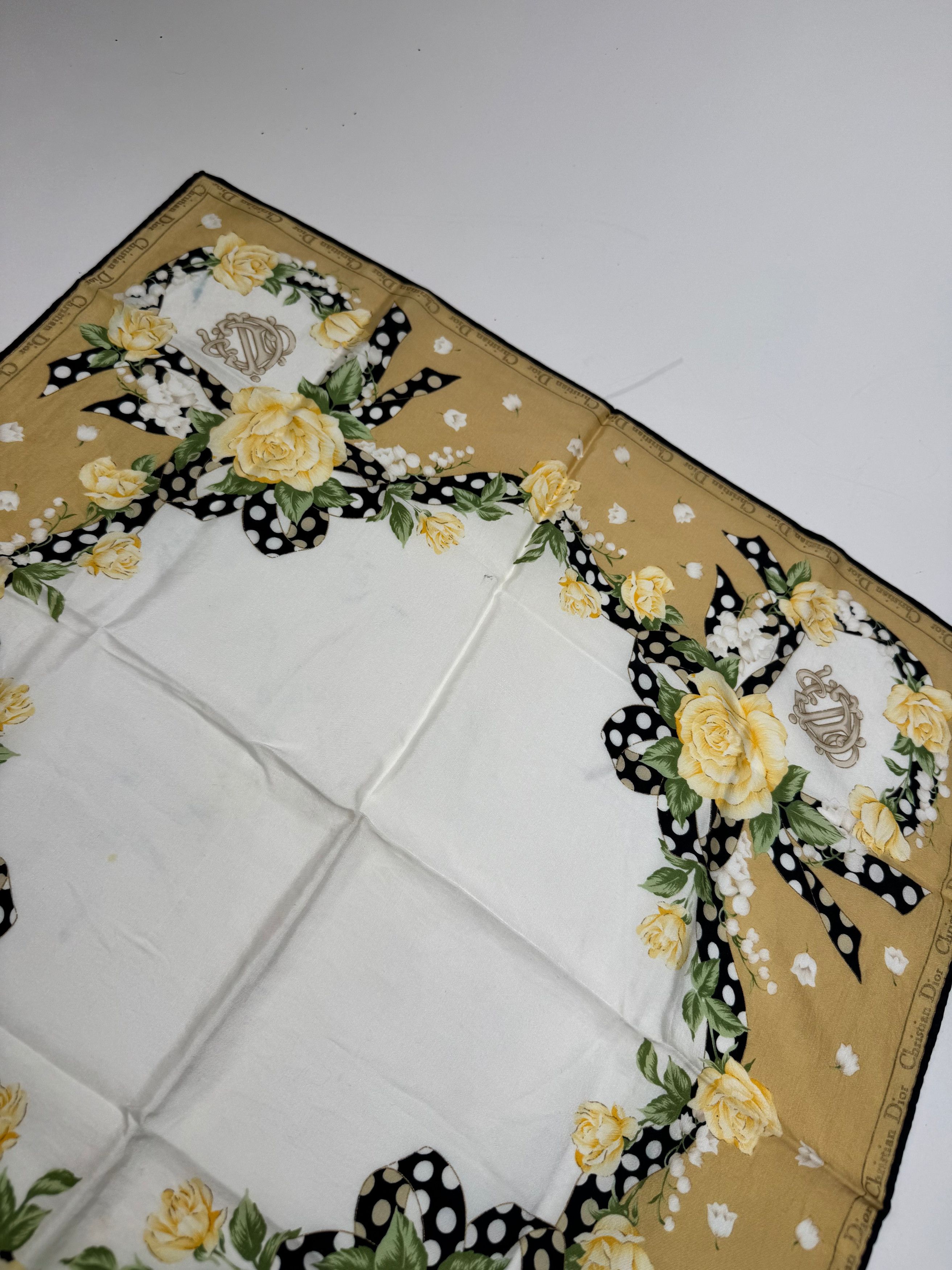 Dior Vintage Scarf White yellow gold Size ONE SIZE - 7 Thumbnail