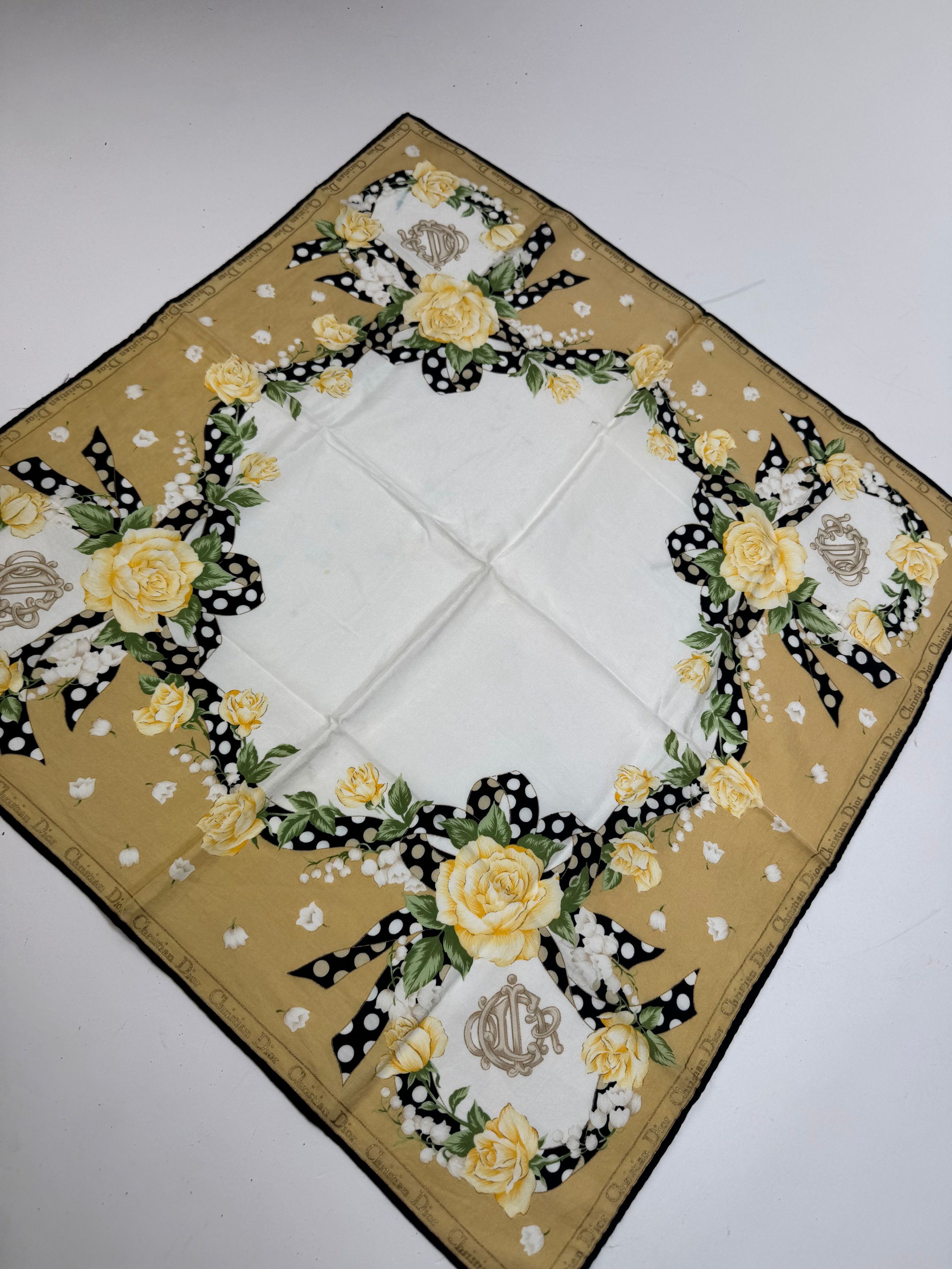 Dior Vintage Scarf White yellow gold Size ONE SIZE - 8 Thumbnail