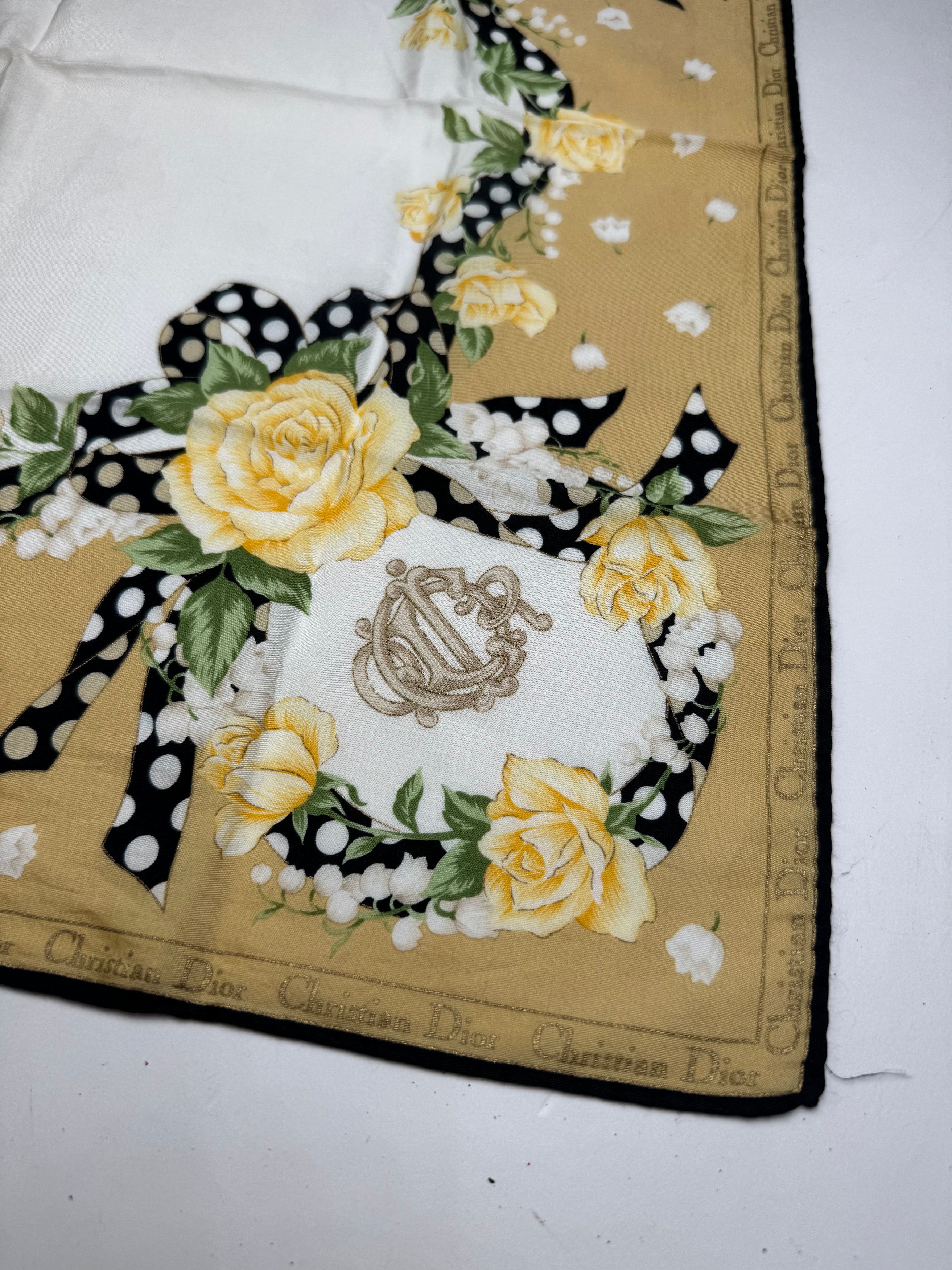 Dior Vintage Scarf White yellow gold Size ONE SIZE - 3 Thumbnail