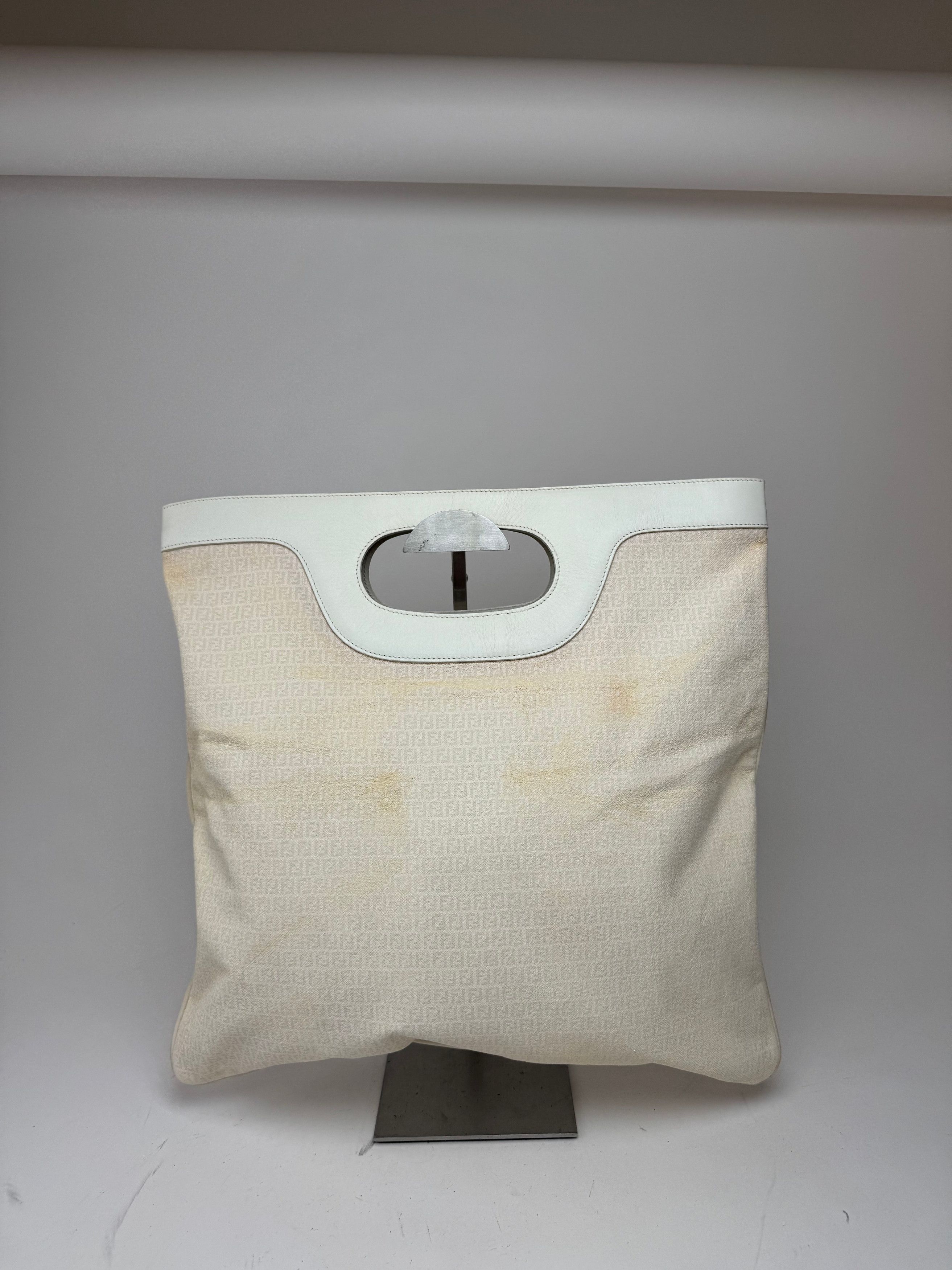Fendi Vintage FF Monogram Leather canvas Tote Bag white Size ONE SIZE - 2 Thumbnail