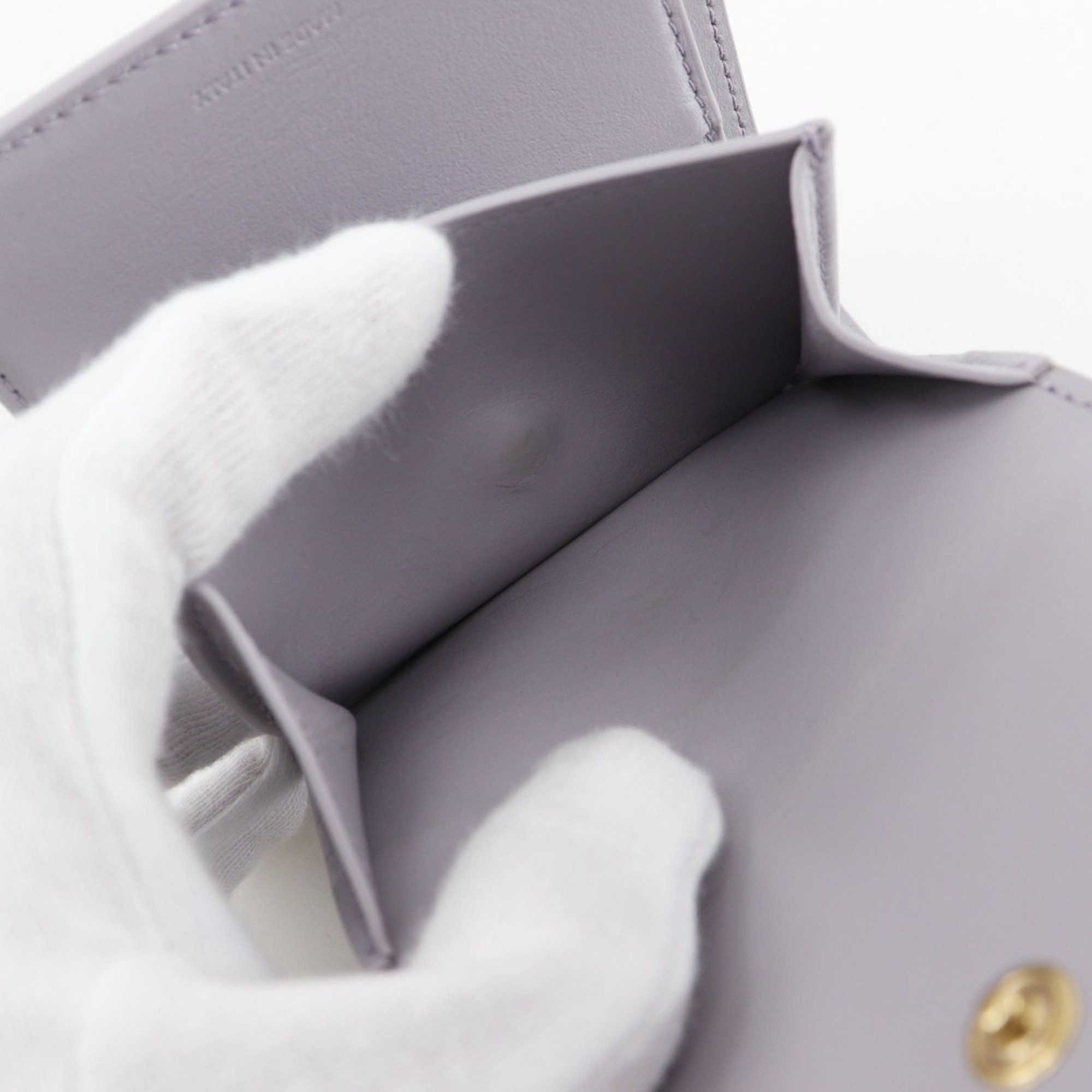 Celine Celine Triomphe Tri-fold Wallet, Small Flap Compact Leather, Purple, Snap Button, Triomphe, Women's Size ONE SIZE - 10 Thumbnail