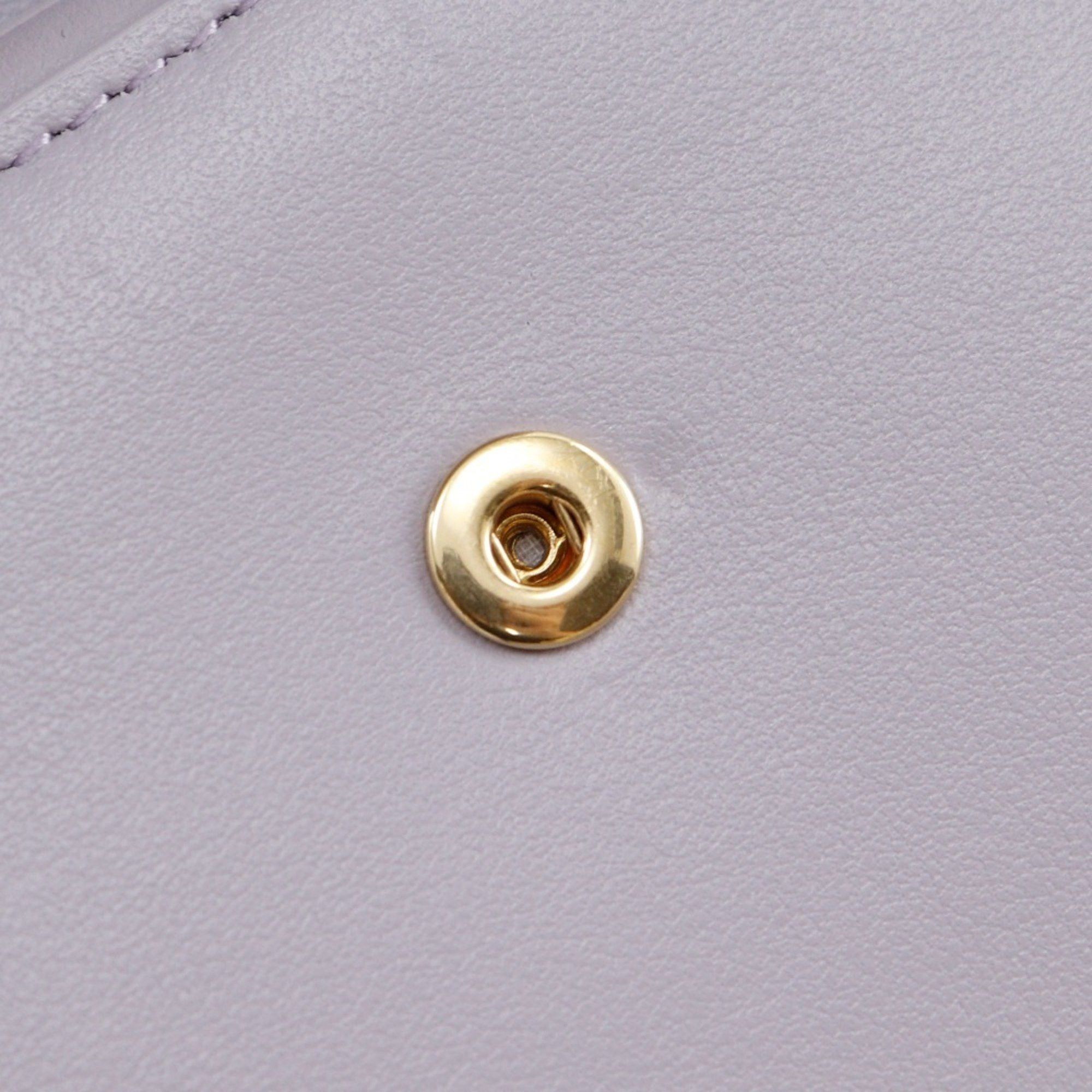 Celine Celine Triomphe Tri-fold Wallet, Small Flap Compact Leather, Purple, Snap Button, Triomphe, Women's Size ONE SIZE - 14 Thumbnail