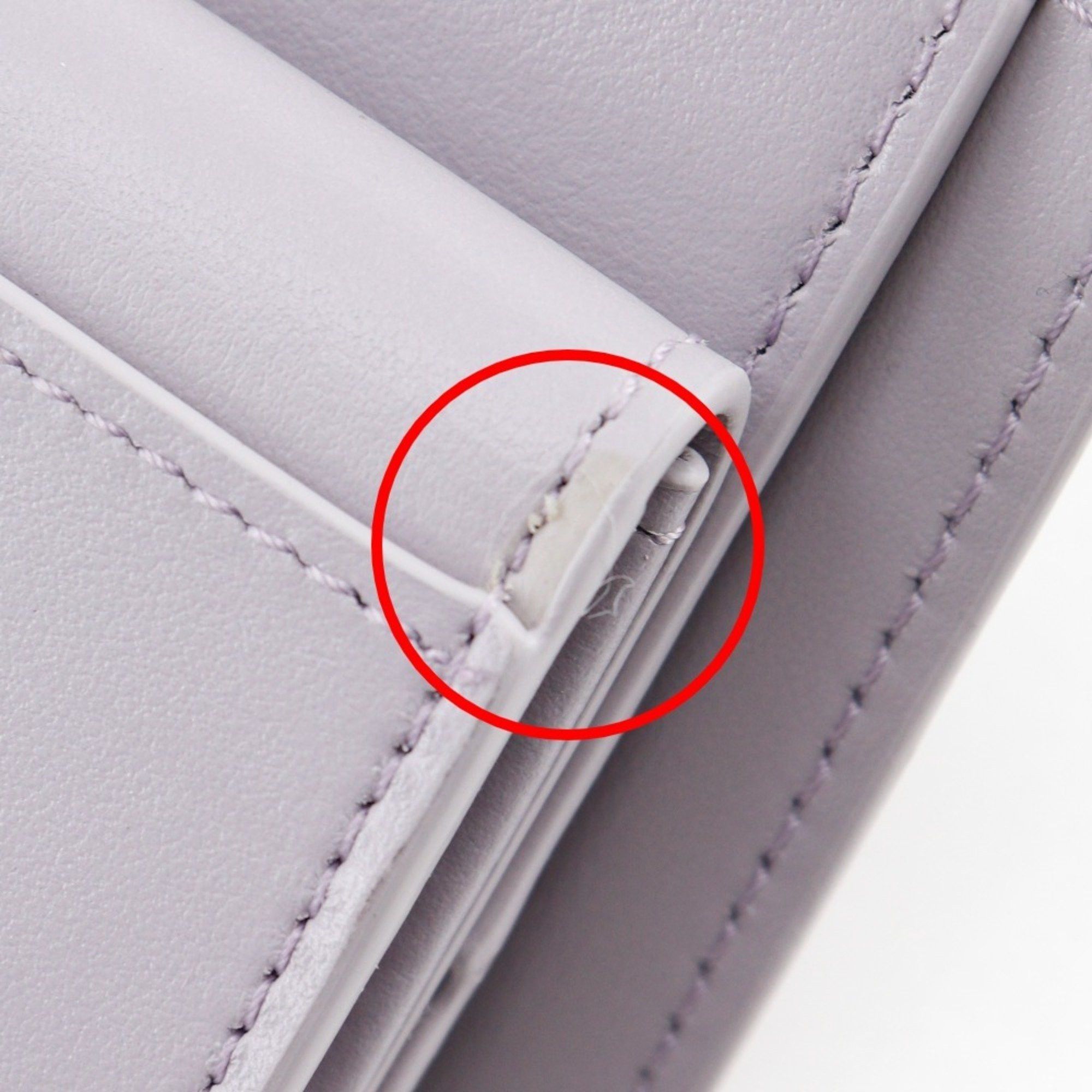 Celine Celine Triomphe Tri-fold Wallet, Small Flap Compact Leather, Purple, Snap Button, Triomphe, Women's Size ONE SIZE - 13 Thumbnail