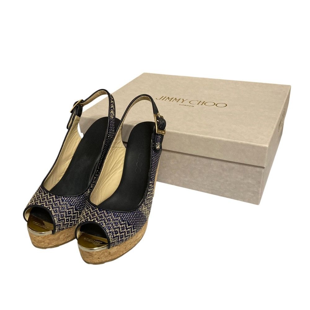 Jimmy Choo Jimmy Choo Jimmy Choo Wedge Open Toe Slingback Pumps Leather Shoes DUTY FREE for USA Size ONE SIZE - 10 Thumbnail