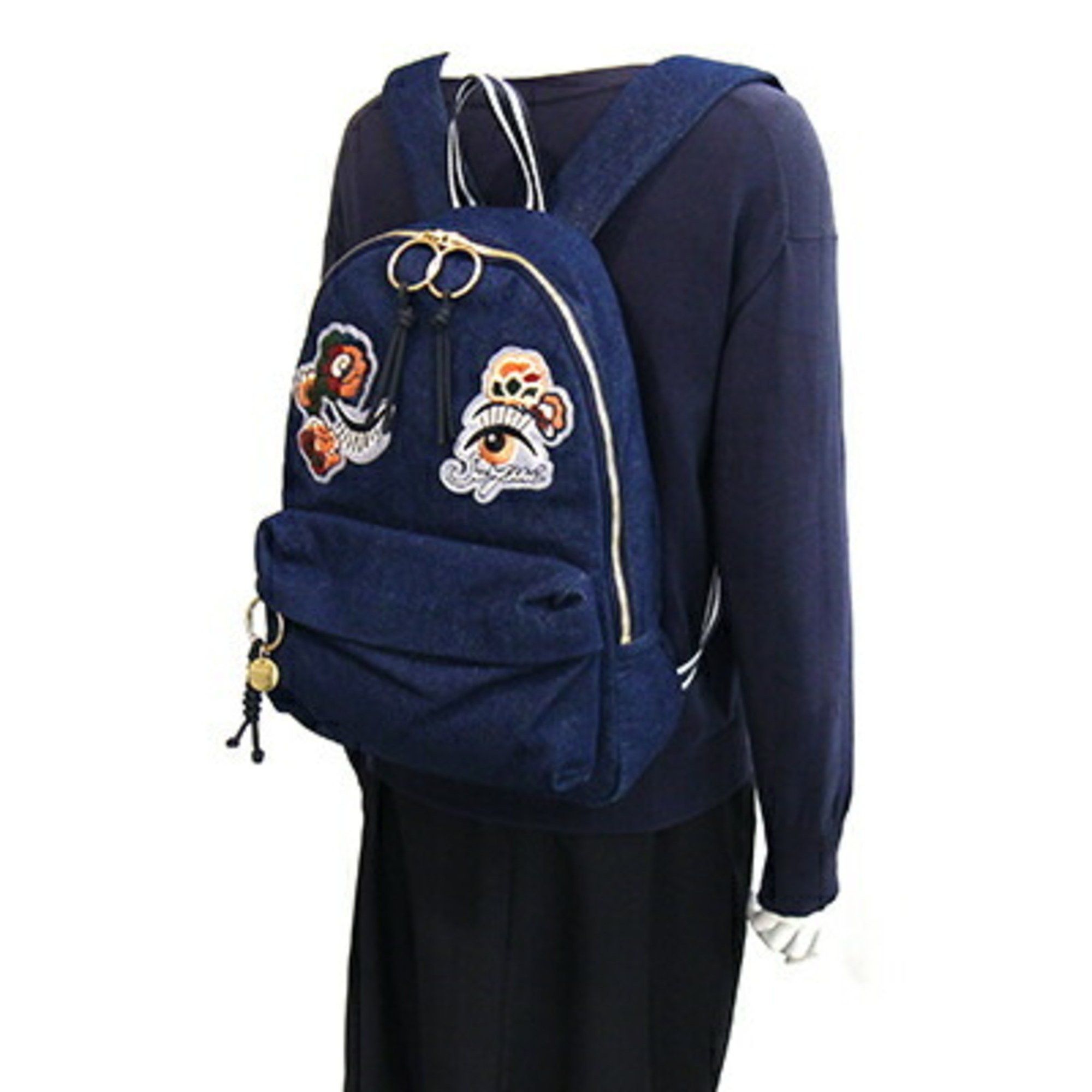 See by Chloé SEE BY CHLOE Backpack 9S7915P32045D Blue Denim Backpack/Day Bag with Patch, Women's