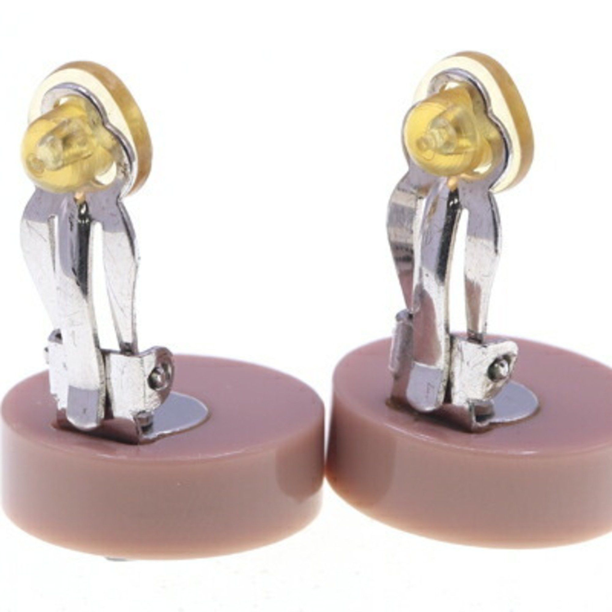 Chanel Coco Mark Heart Round Earrings, Pink Plastic with Rhinestones, 04A, 2004 Model, Mark, Women's, CHANEL