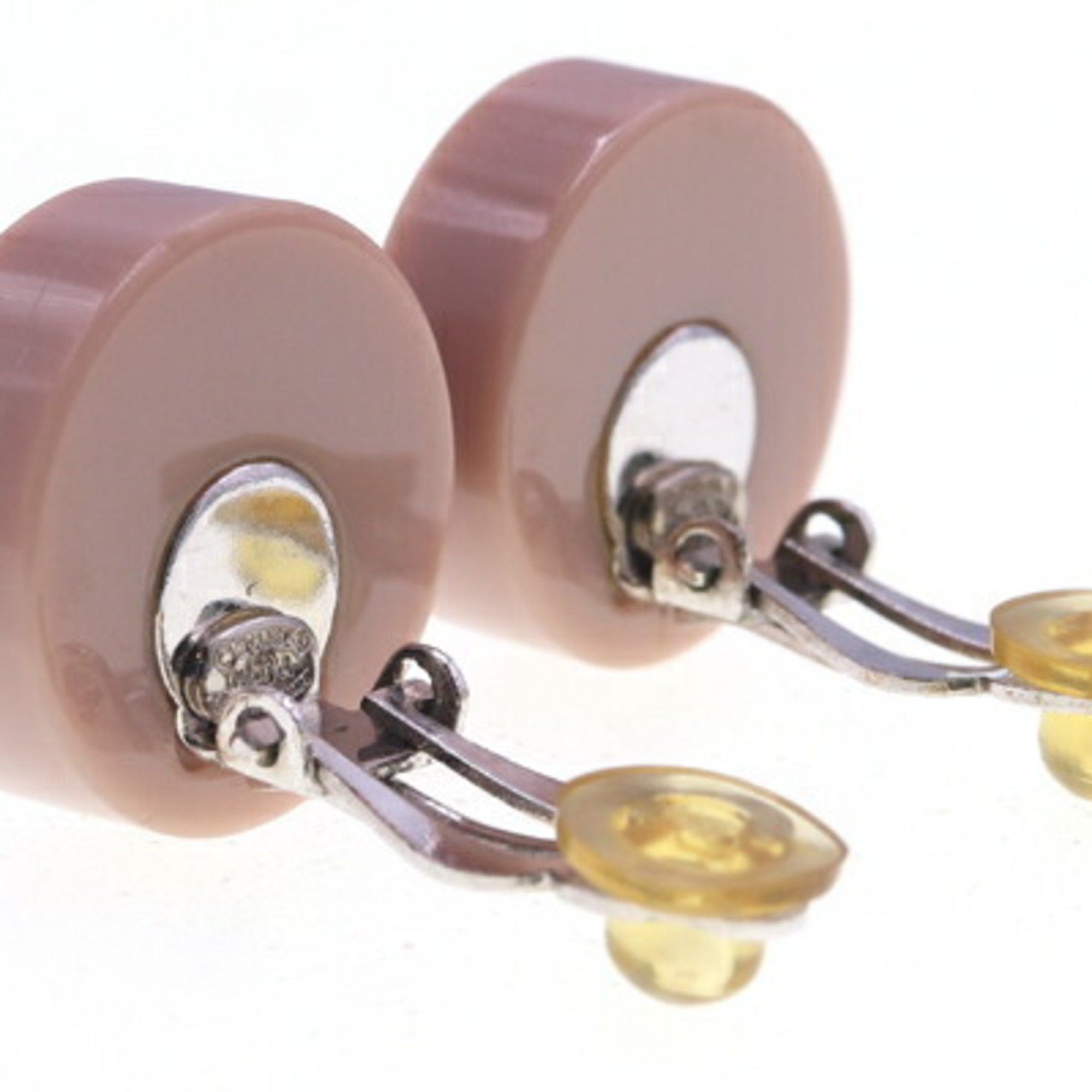 Chanel Coco Mark Heart Round Earrings, Pink Plastic with Rhinestones, 04A, 2004 Model, Mark, Women's, CHANEL