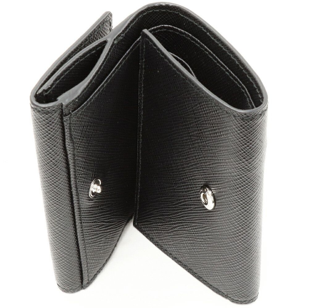 Prada Prada Prada Saffiano Triangle Compact Wallet Leather Wallet Leather Short Wallet 2MH042_QHH_F0002 DUTY FREE for USA Size ONE SIZE - 5 Thumbnail