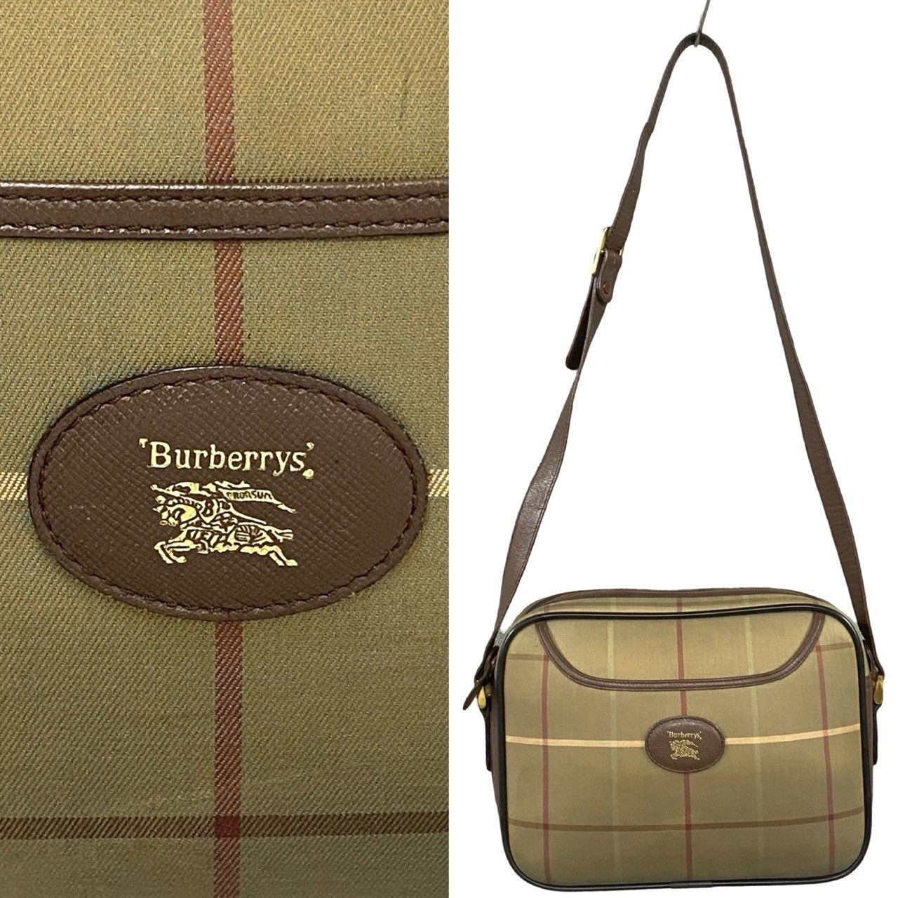 Burberry Burberry Burberrys Leather Canvas Shoulder Bag Leather Shoulder Bag DUTY FREE for USA Size ONE SIZE - 4 Thumbnail
