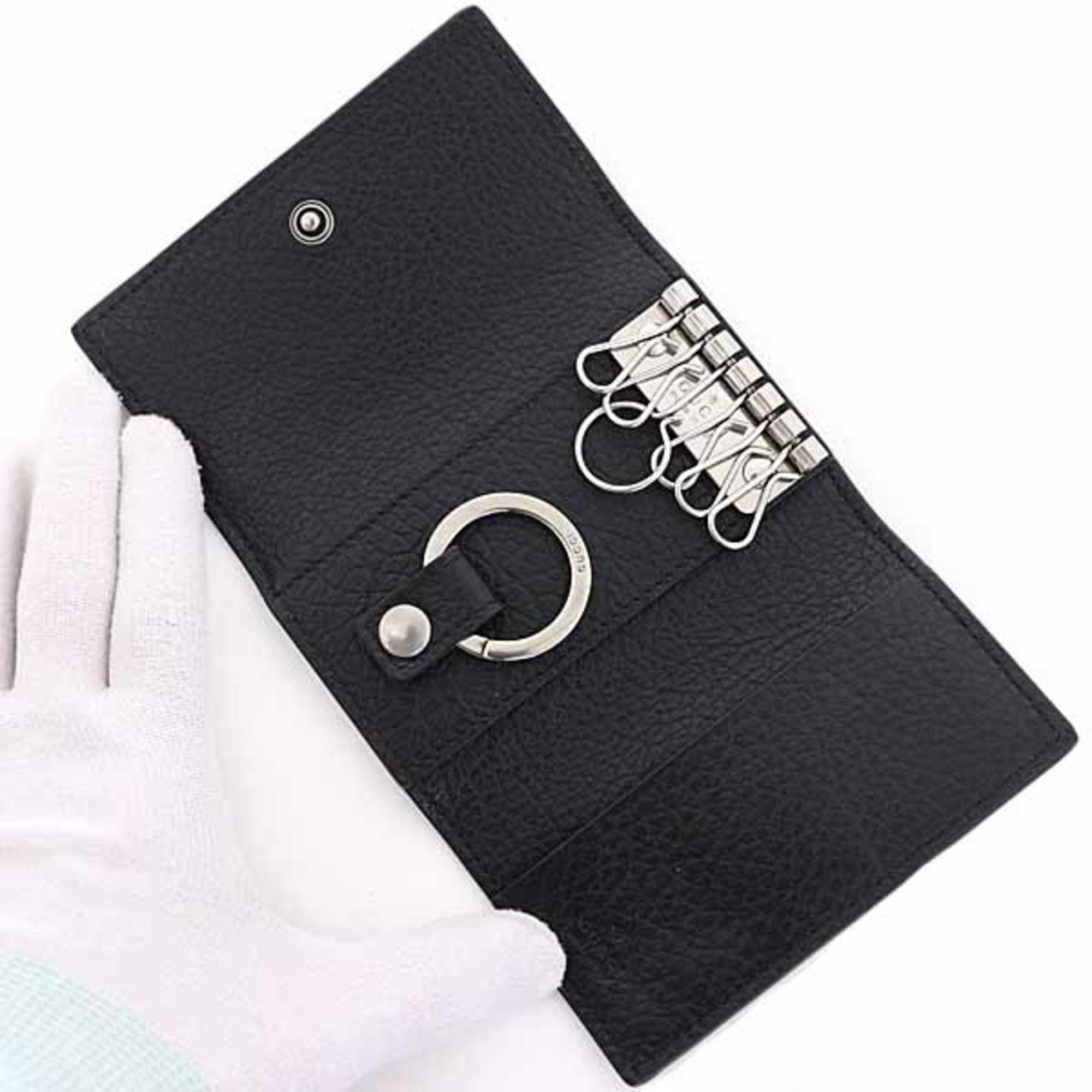 Gucci Gucci Double G 6-ring Leather Key Case 795336 Black Unused Size ONE SIZE - 4 Thumbnail