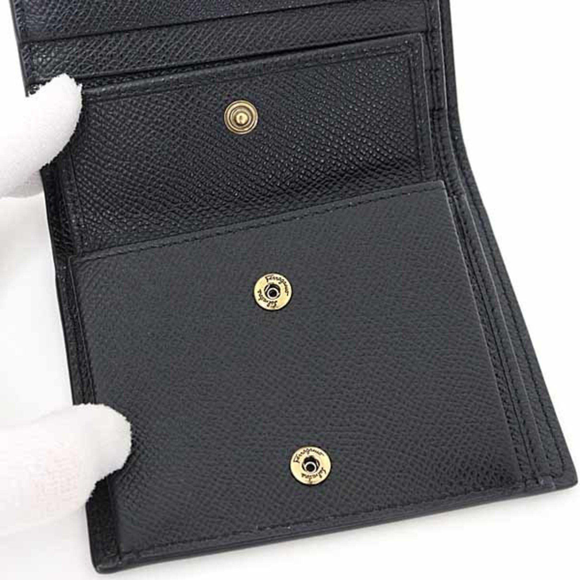 Salvatore Ferragamo Salvatore Ferragamo Double Gancini Bifold Wallet Calfskin 22D780 726512 Black Unused Size ONE SIZE - 5 Thumbnail
