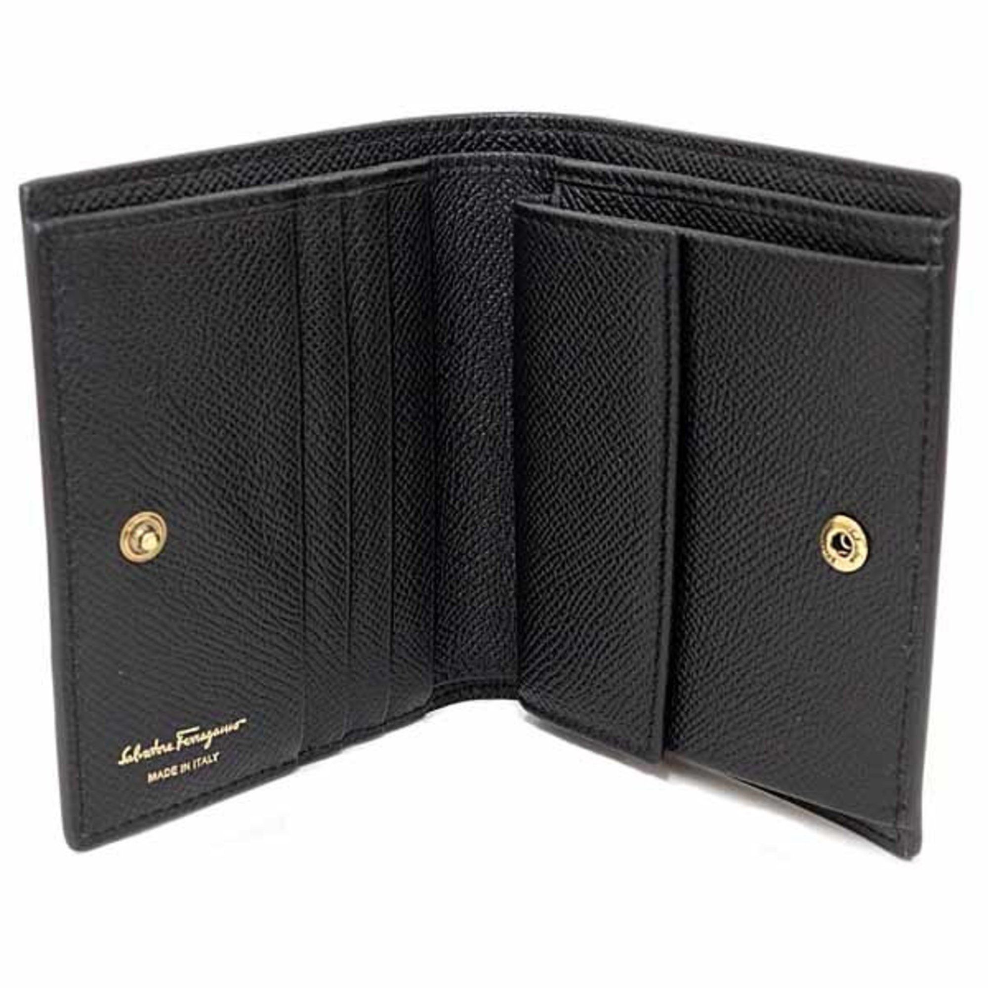 Salvatore Ferragamo Salvatore Ferragamo Double Gancini Bifold Wallet Calfskin 22D780 726512 Black Unused Size ONE SIZE - 4 Thumbnail