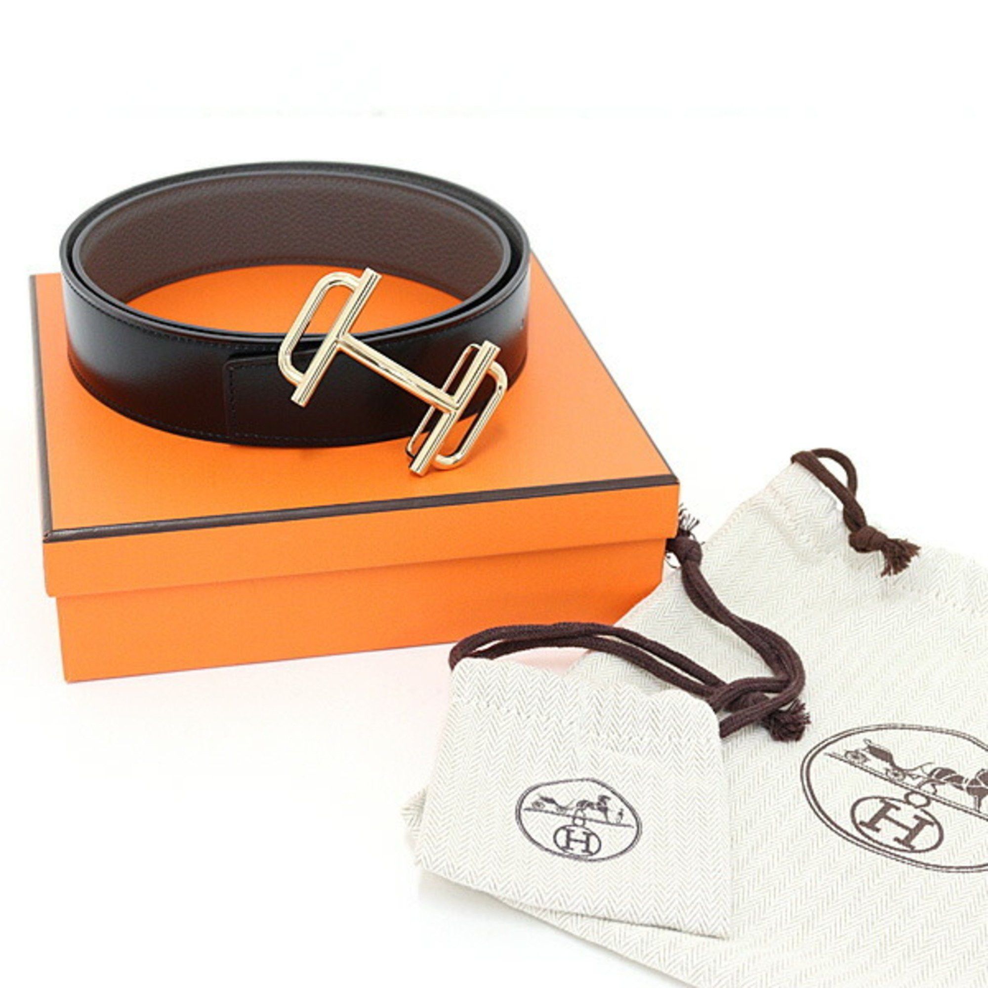 Hermes Hermes Buckle Royal & Leather Belt 38 Box Calf 135/Veau Togo Black/Etain Z Stamp S Size ONE SIZE - 6 Thumbnail