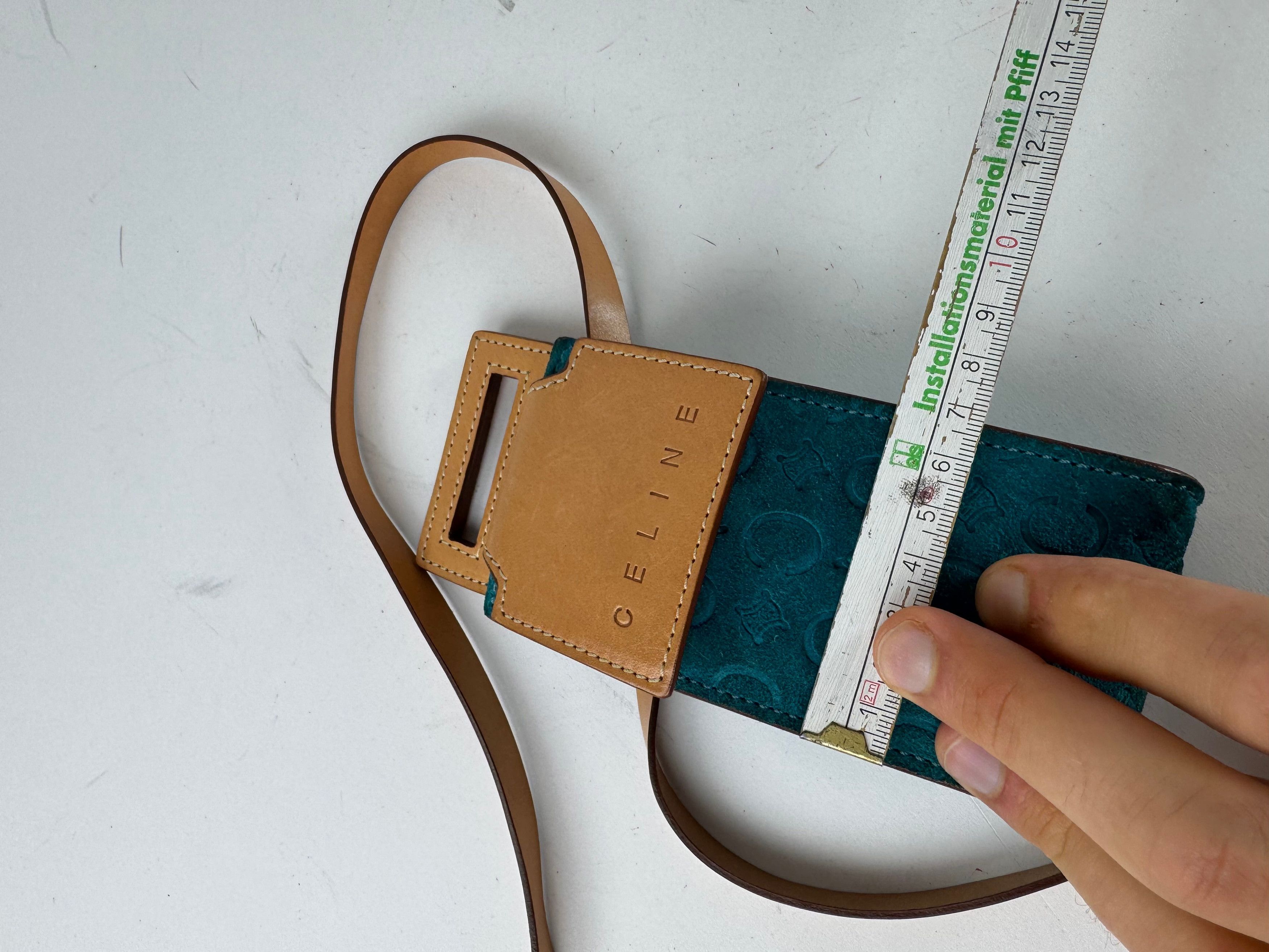 Celine Vintage Velour Leather Crossbody Bag Blue Brown Size ONE SIZE - 14 Thumbnail