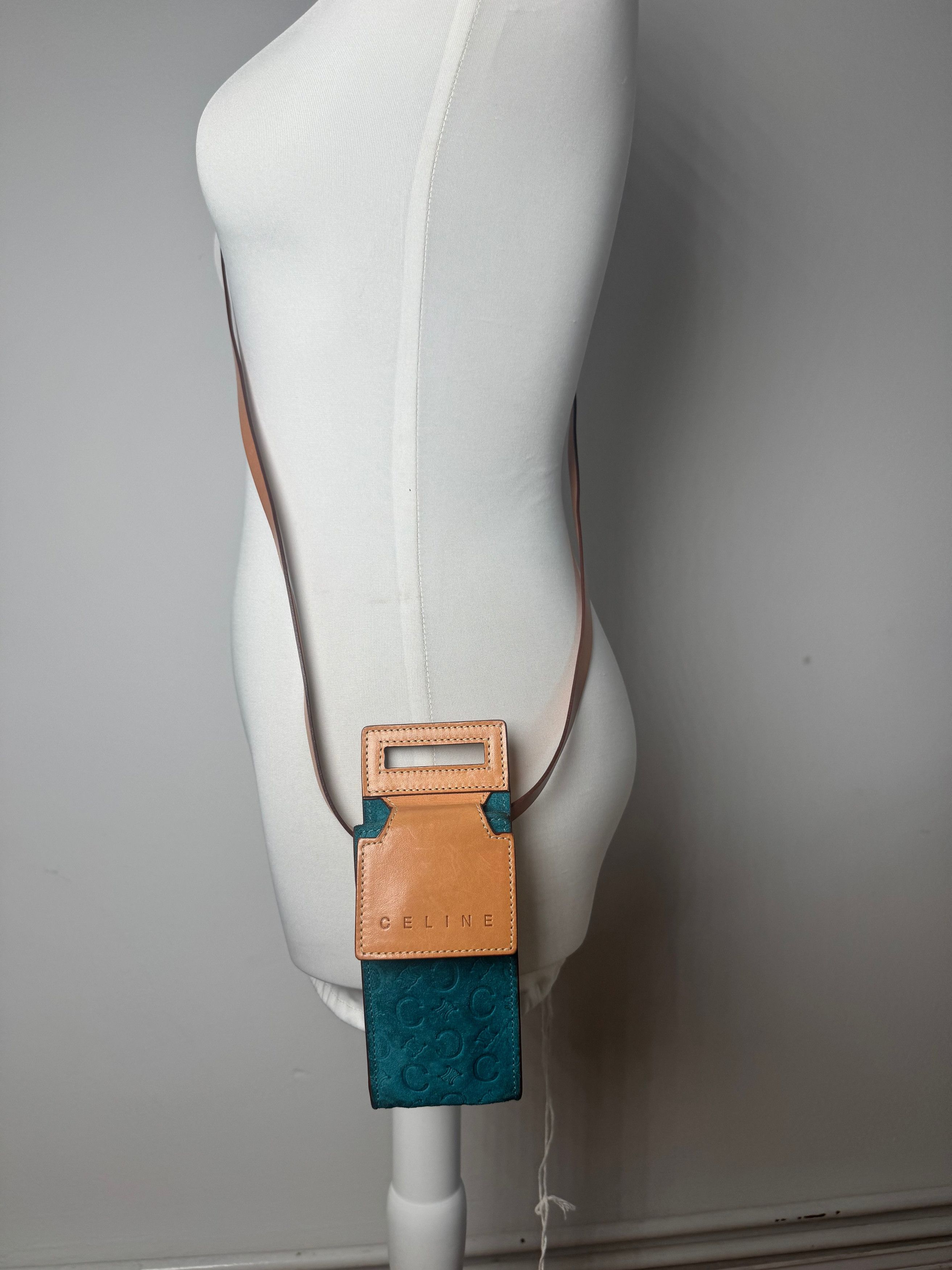 Celine Vintage Velour Leather Crossbody Bag Blue Brown Size ONE SIZE - 7 Thumbnail