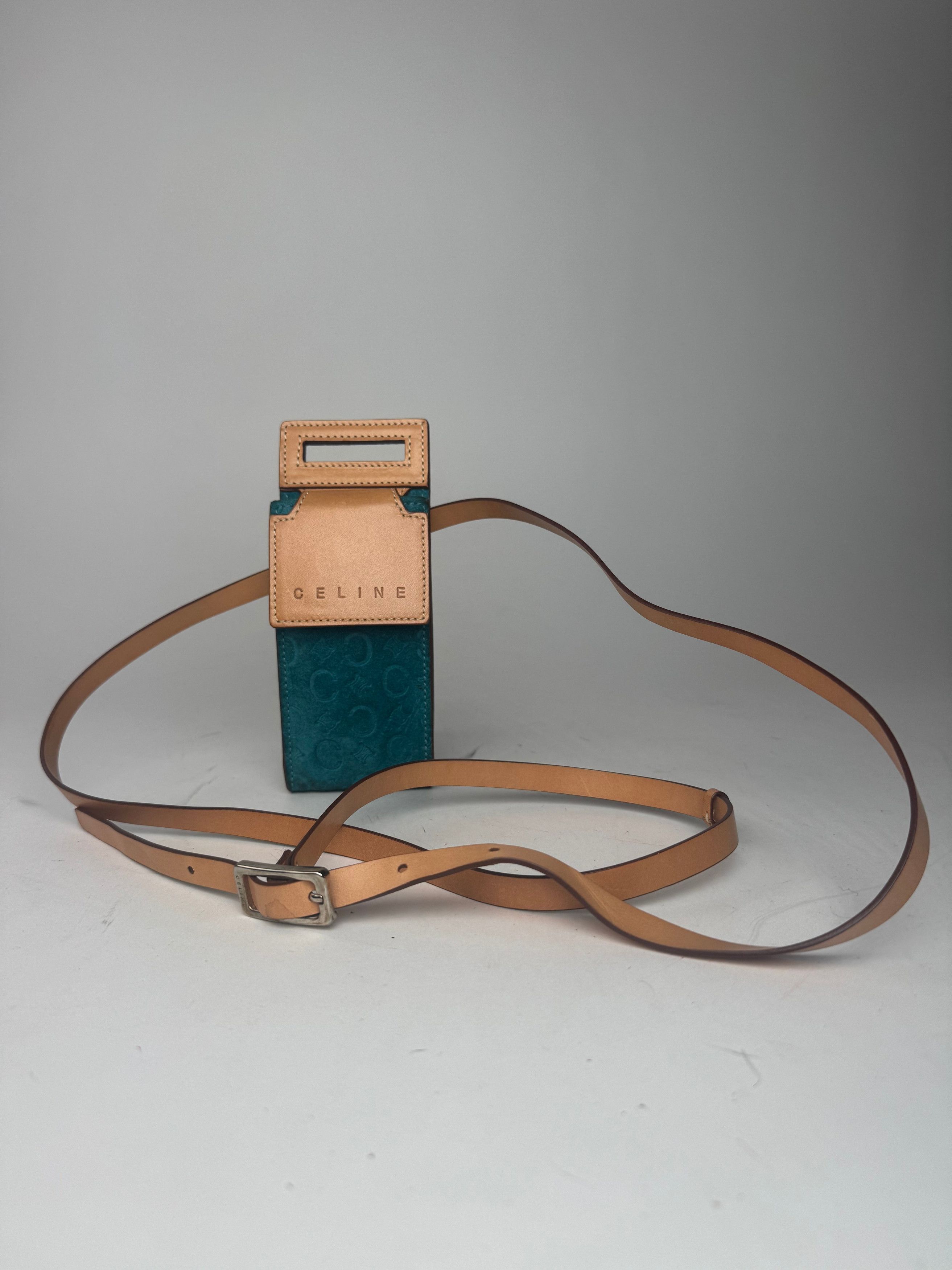 Celine Vintage Velour Leather Crossbody Bag Blue Brown Size ONE SIZE - 5 Thumbnail
