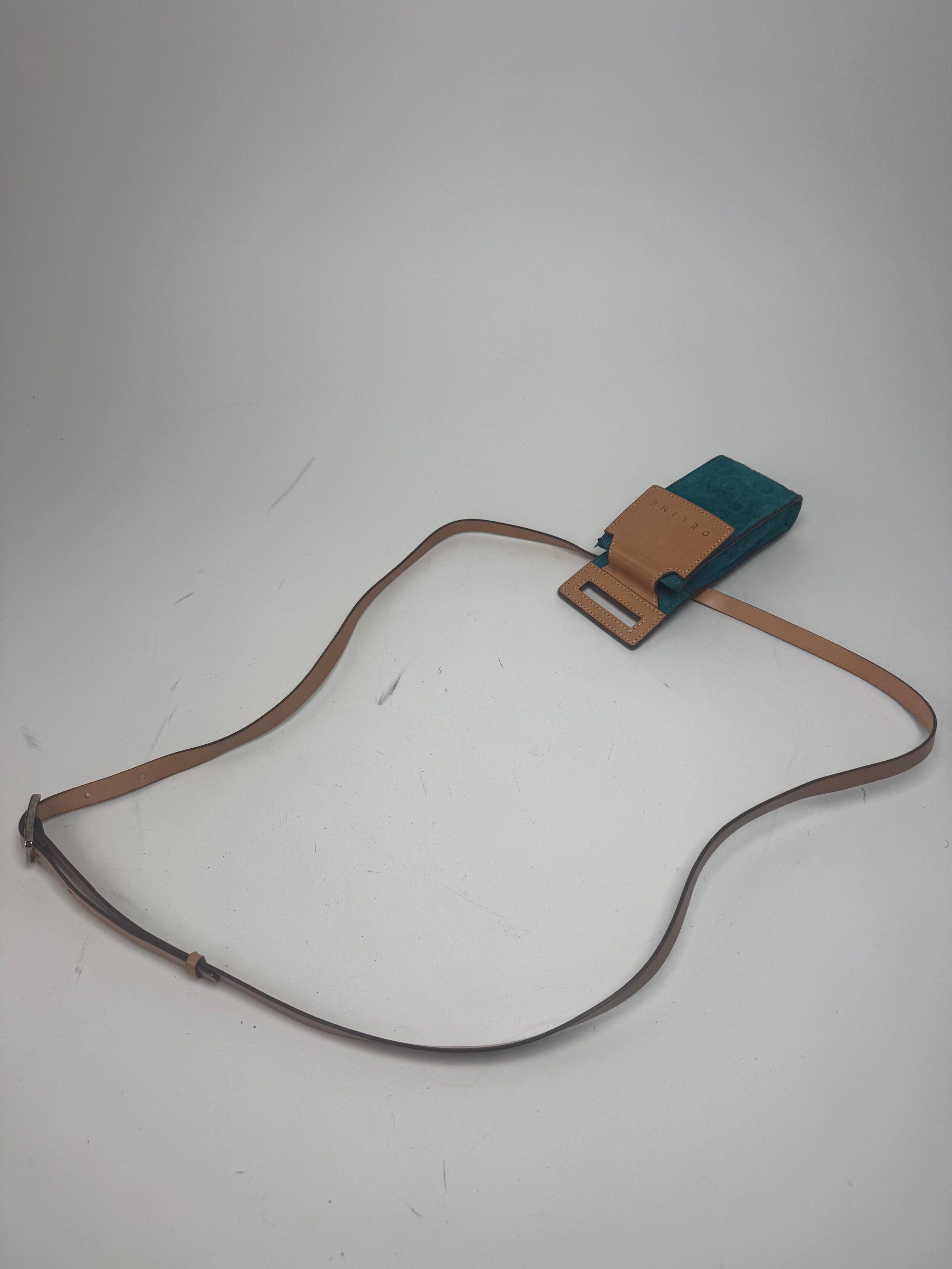 Celine Vintage Velour Leather Crossbody Bag Blue Brown Size ONE SIZE - 12 Thumbnail