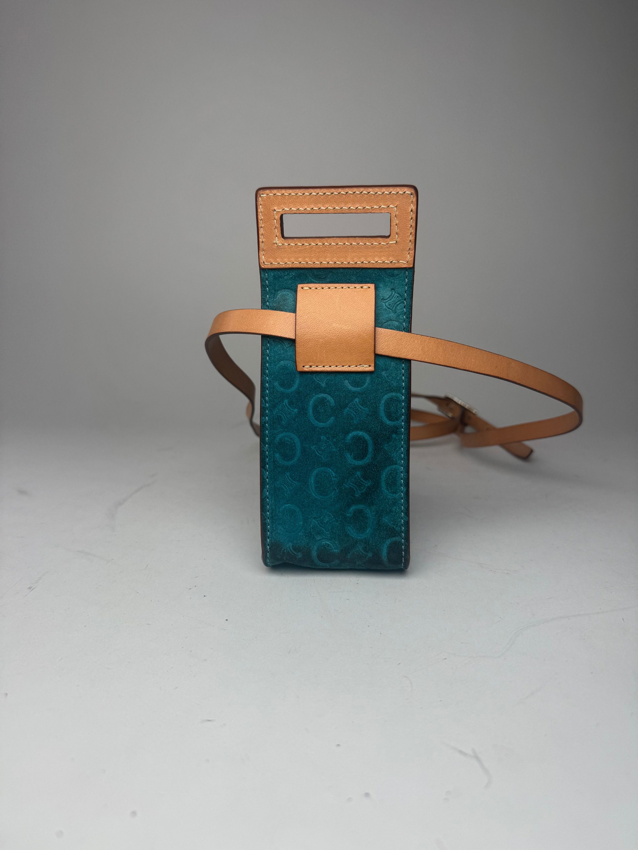 Celine Vintage Velour Leather Crossbody Bag Blue Brown Size ONE SIZE - 2 Thumbnail