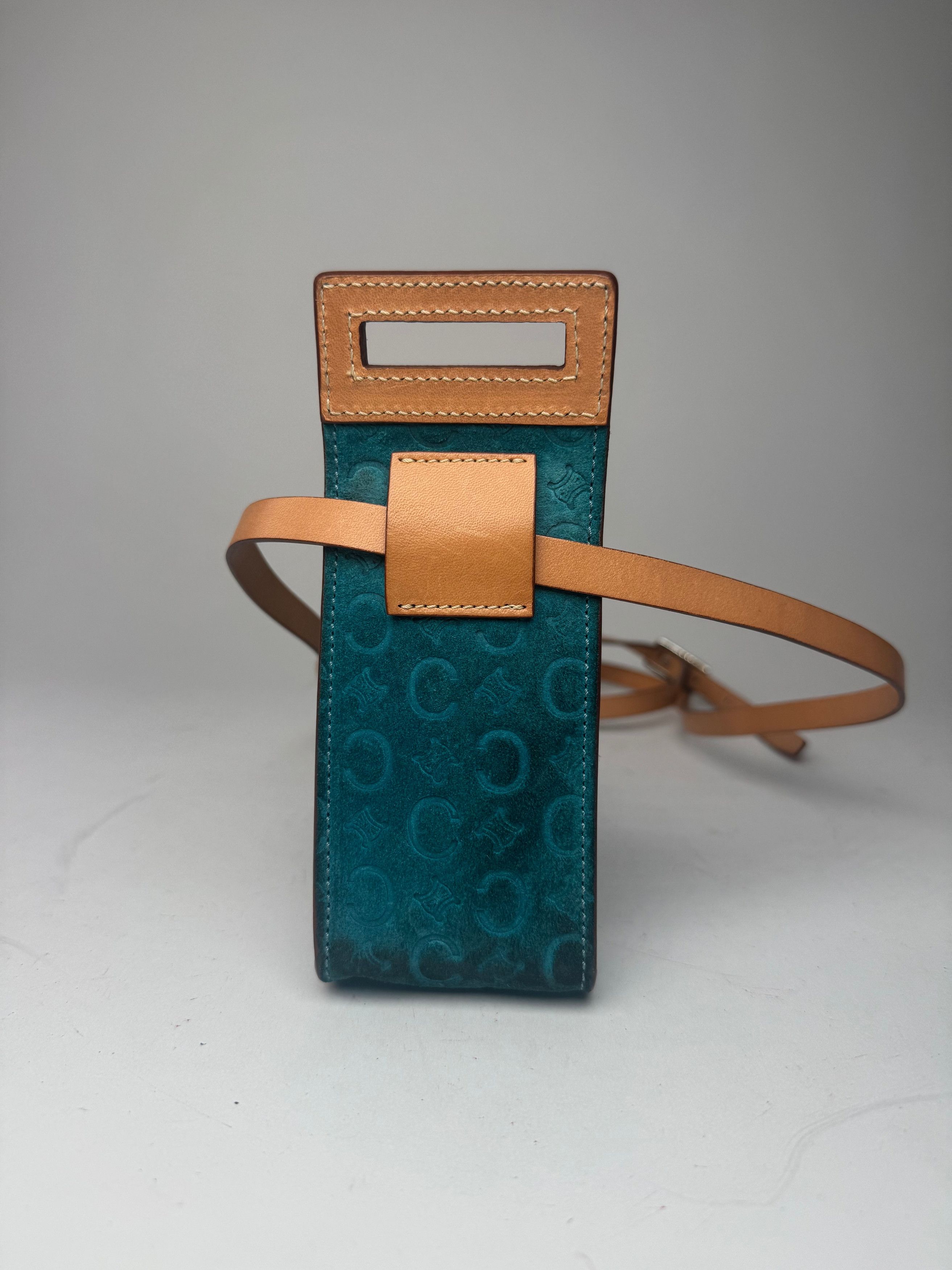 Celine Vintage Velour Leather Crossbody Bag Blue Brown Size ONE SIZE - 6 Thumbnail