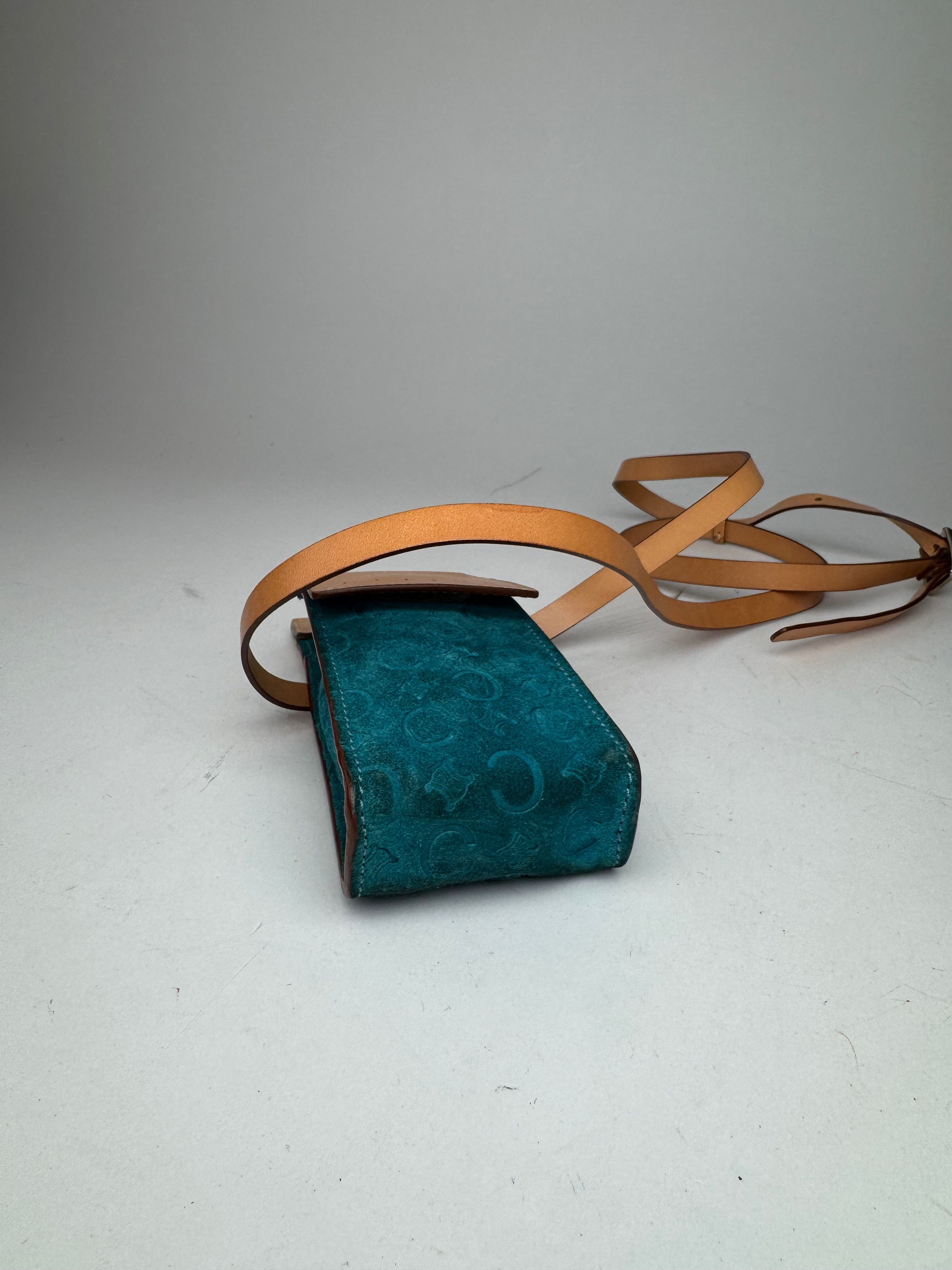 Celine Vintage Velour Leather Crossbody Bag Blue Brown Size ONE SIZE - 10 Thumbnail