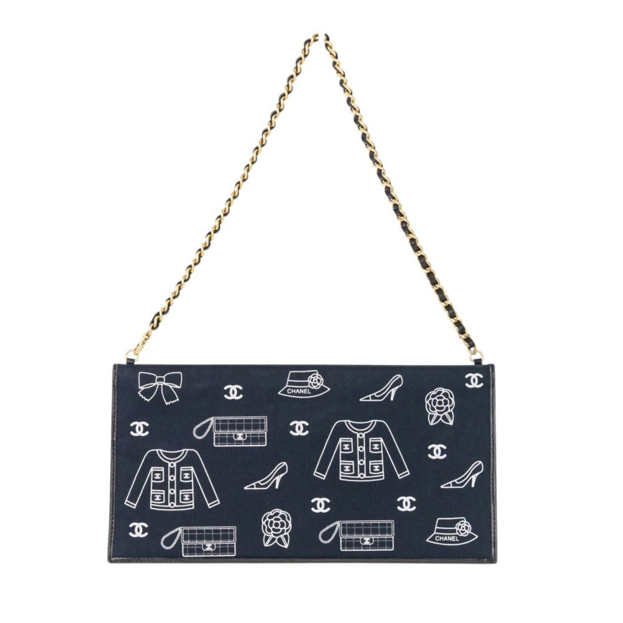 CHANEL Icon Line Chain Shoulder Bag in Black with Gold Hardware for Women