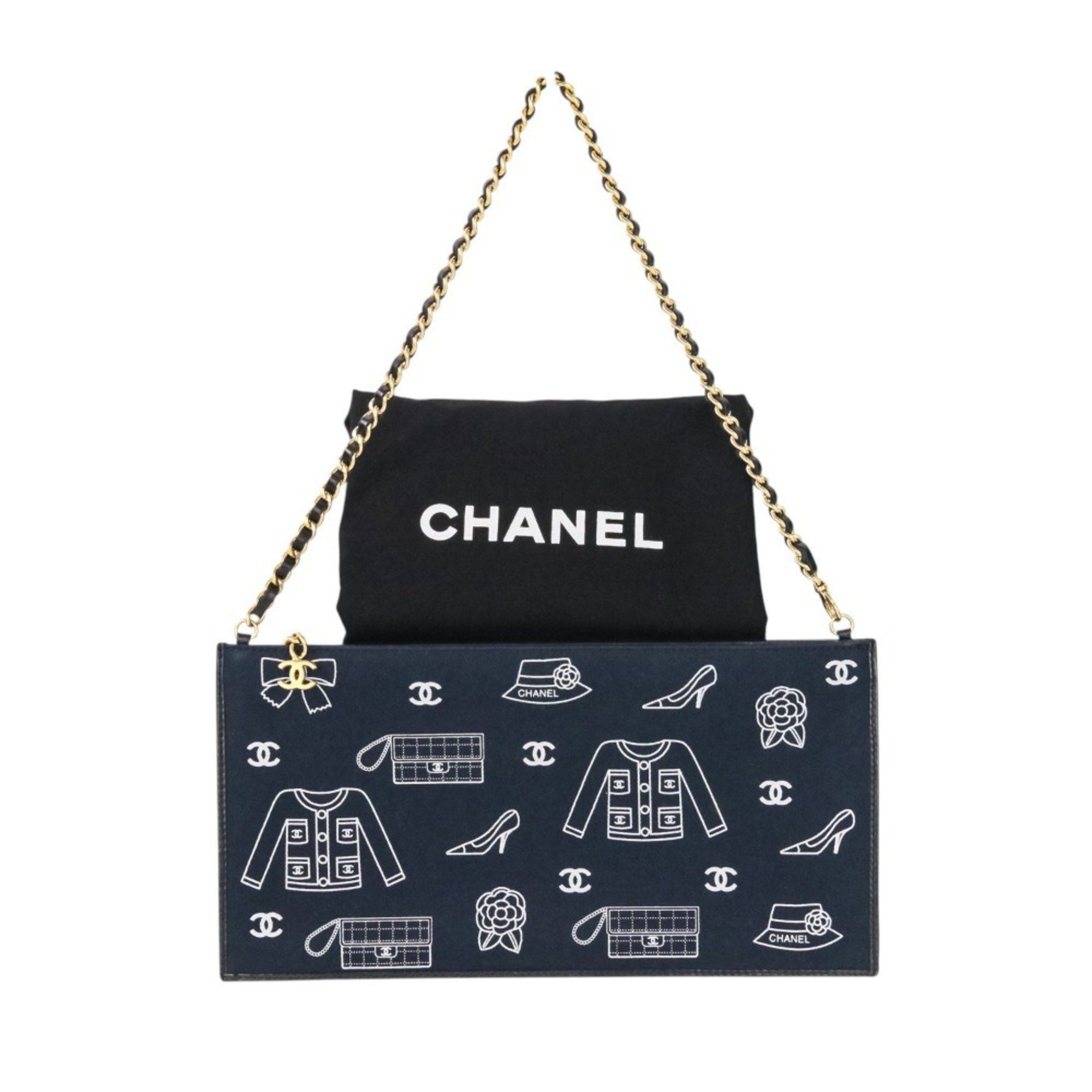 CHANEL Icon Line Chain Shoulder Bag in Black with Gold Hardware for Women